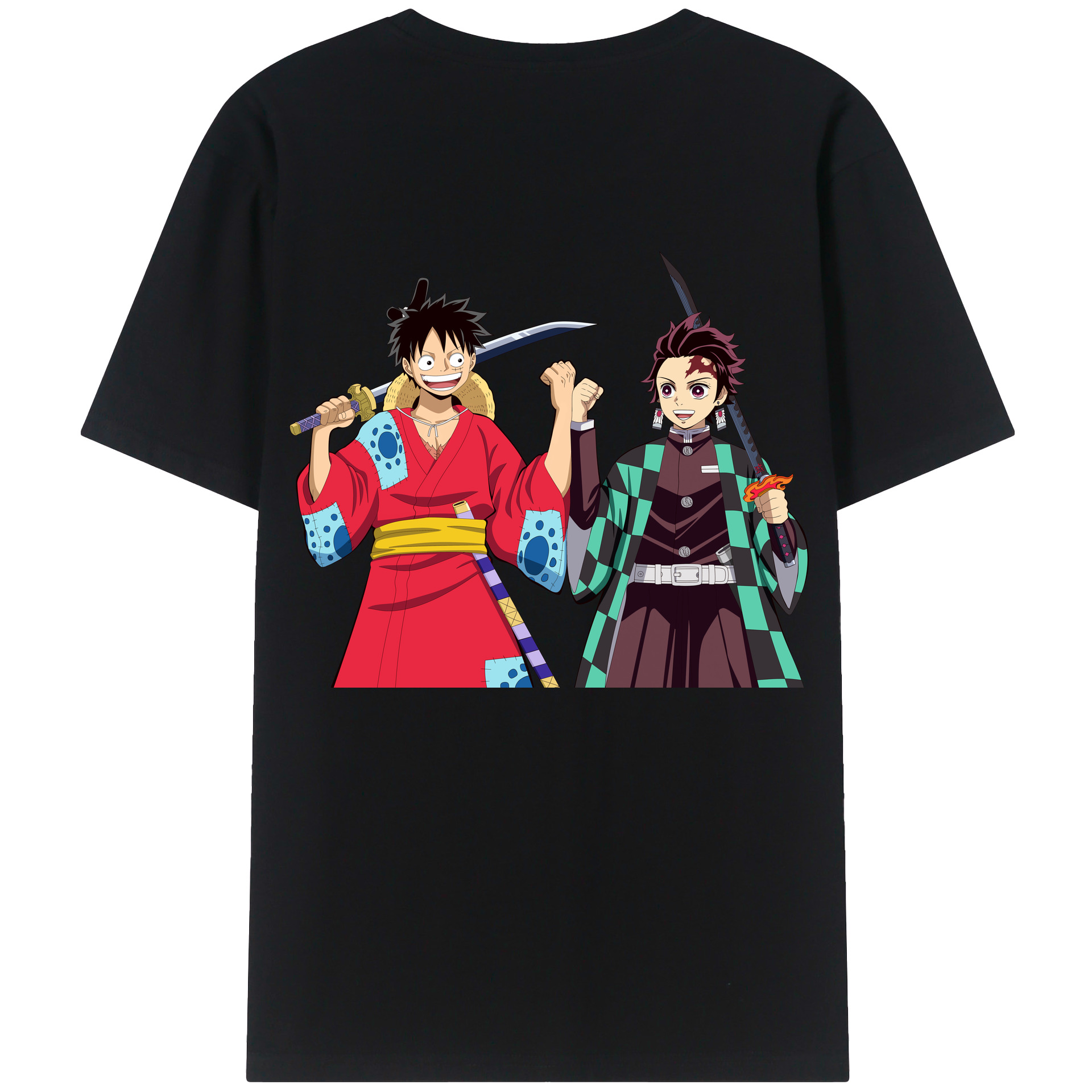 （画像用） 鬼滅の刃 竈門 炭治郎／かまど たんじろう Kamado Tanjirou 綿100％半袖Tシャツ（背面プリント）
