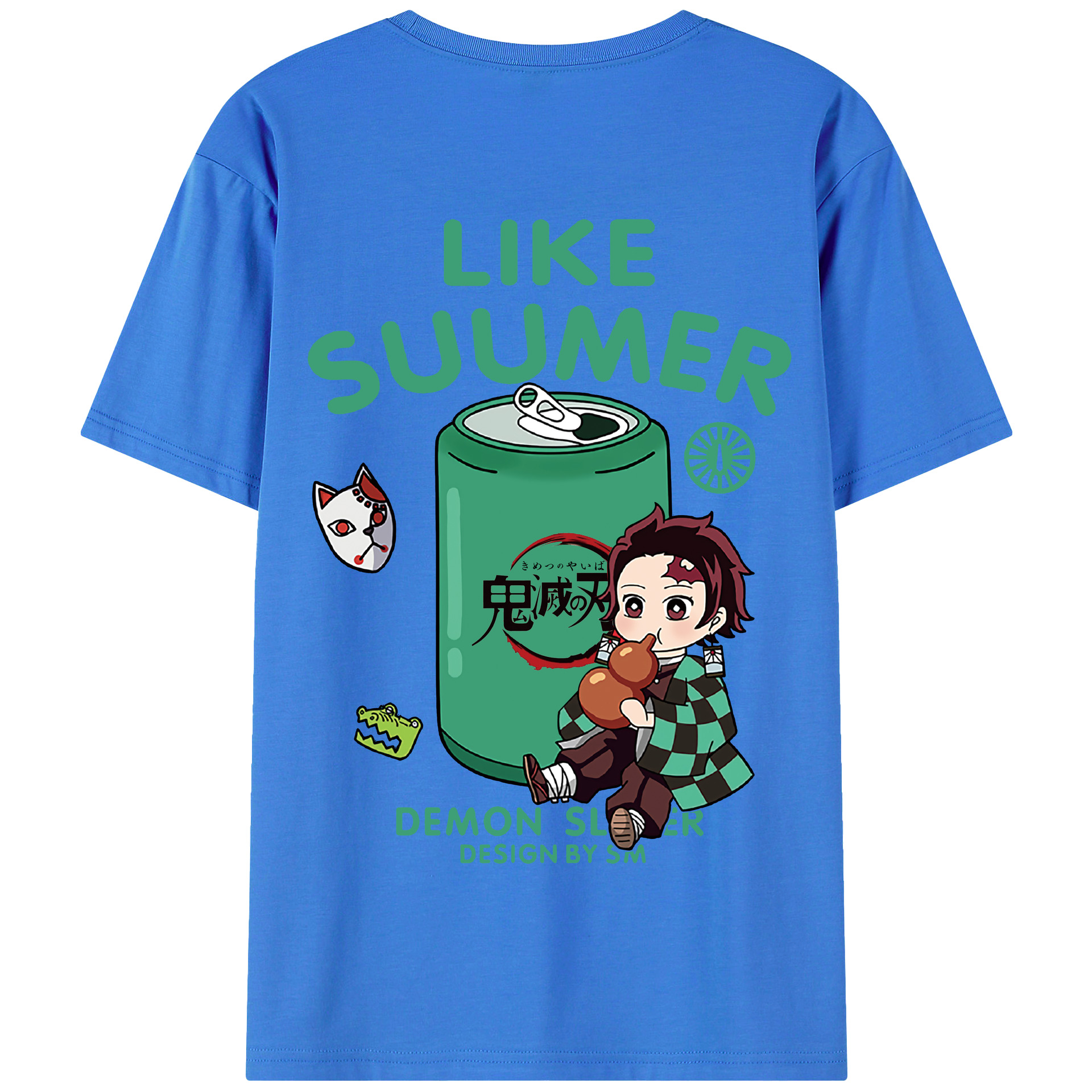 （画像用） 鬼滅の刃 竈門 炭治郎／かまど たんじろう Kamado Tanjirou 綿100％半袖Tシャツ（背面プリント）