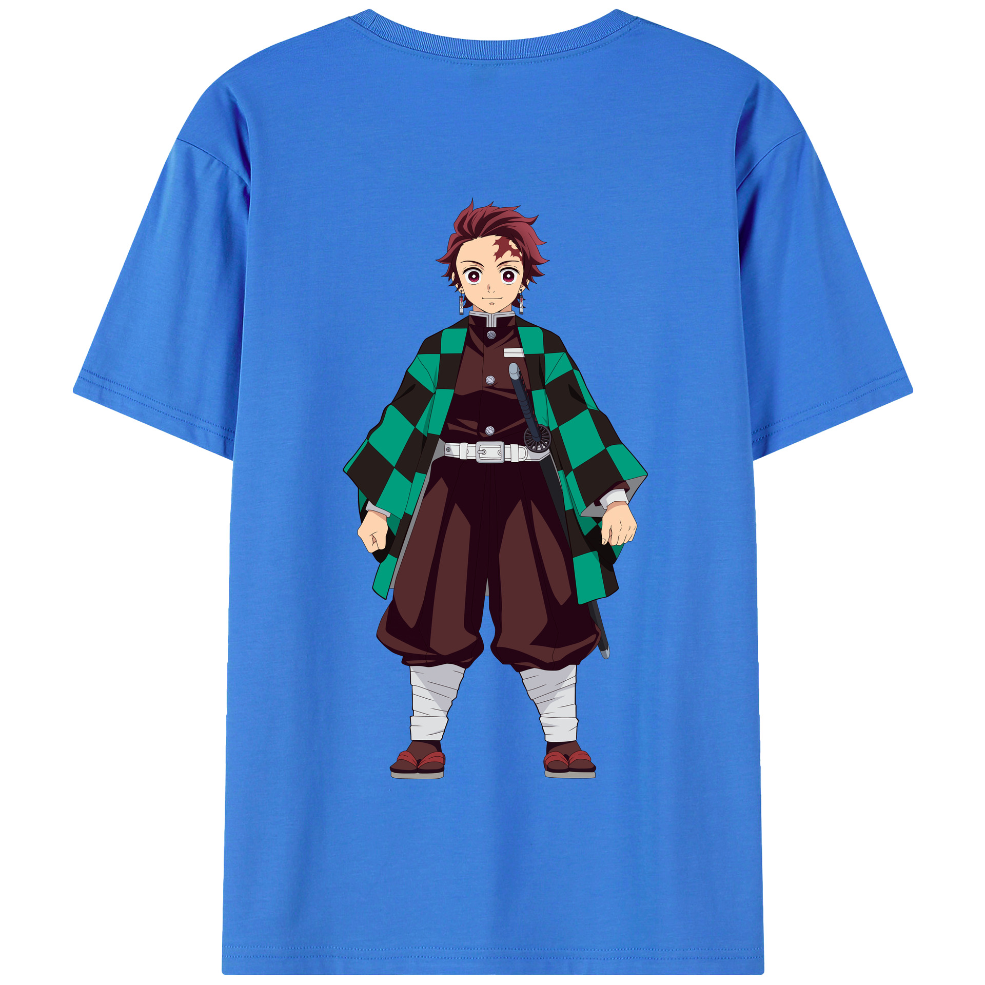 （画像用） 鬼滅の刃 竈門 炭治郎／かまど たんじろう Kamado Tanjirou 綿100％半袖Tシャツ（背面プリント）