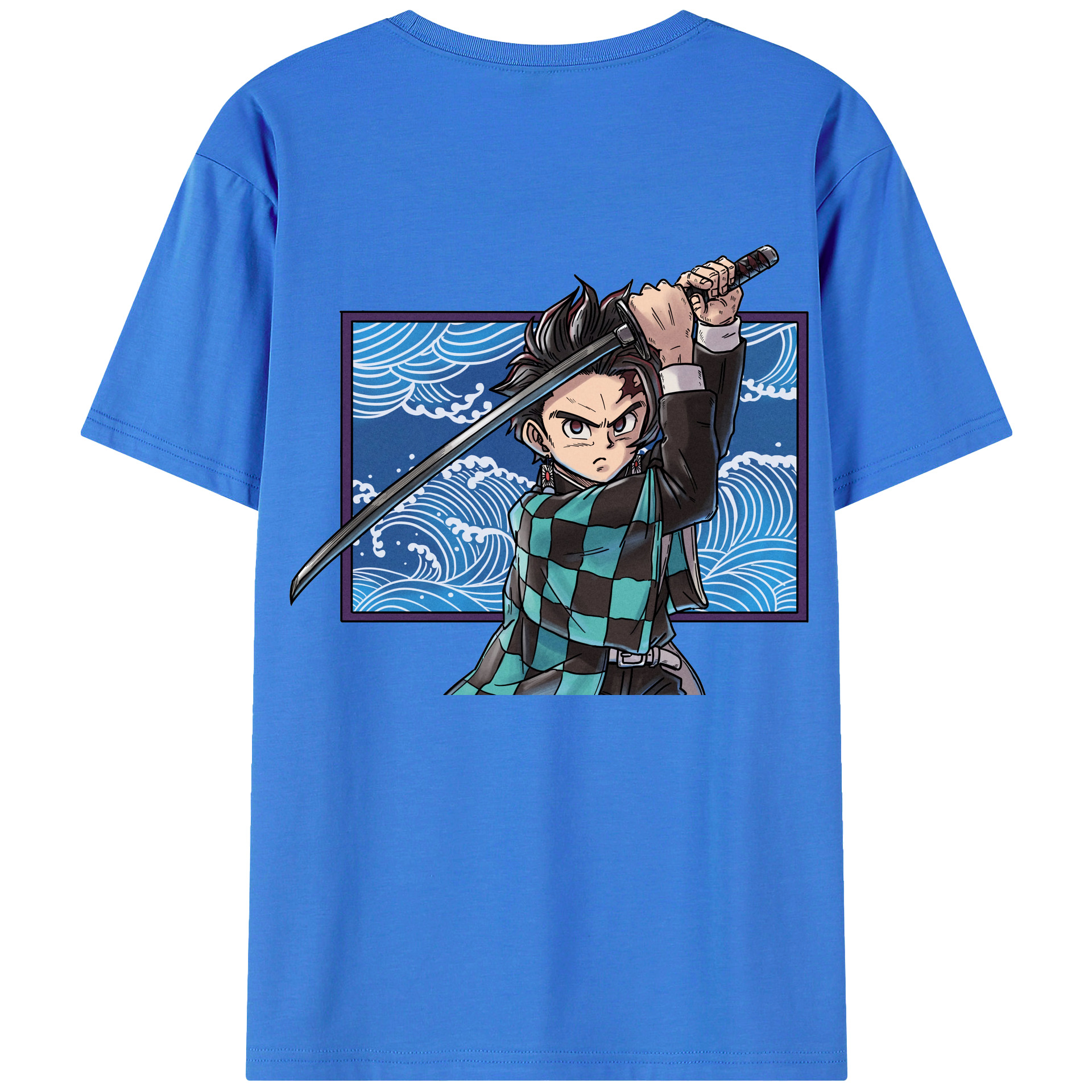 （画像用） 鬼滅の刃 竈門 炭治郎／かまど たんじろう Kamado Tanjirou 綿100％半袖Tシャツ（背面プリント）