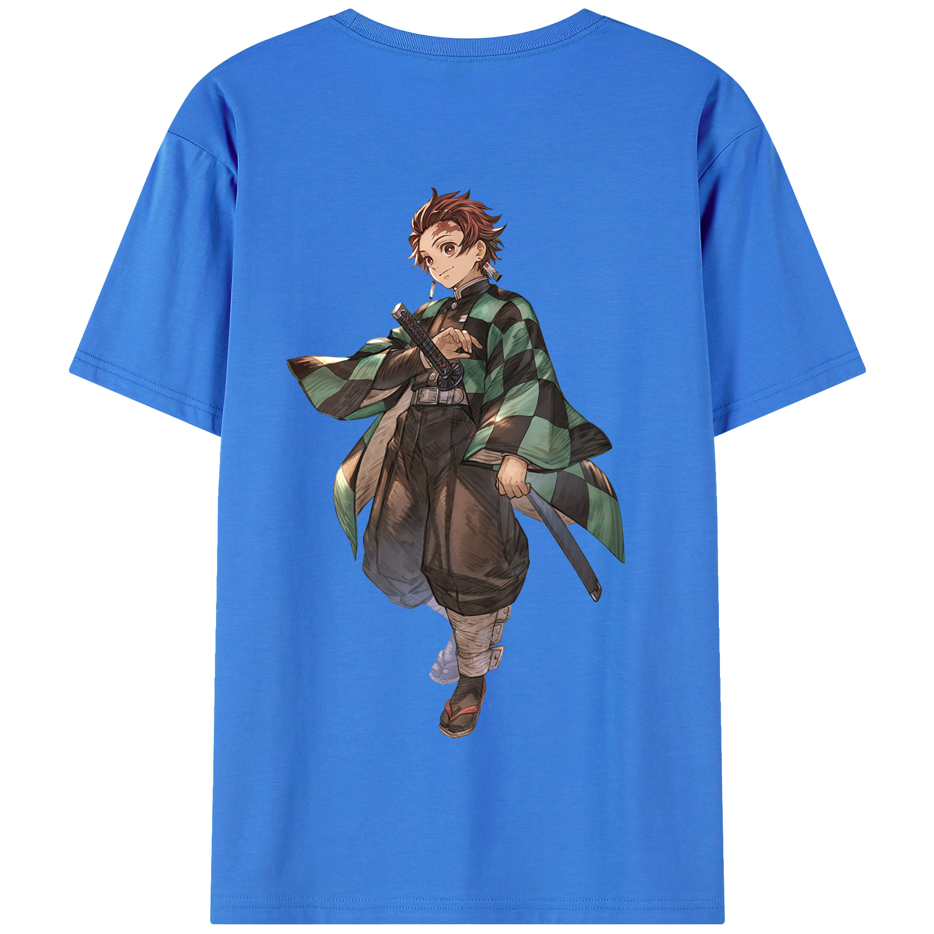 （画像用） 鬼滅の刃 竈門 炭治郎／かまど たんじろう Kamado Tanjirou 綿100％半袖Tシャツ（背面プリント）