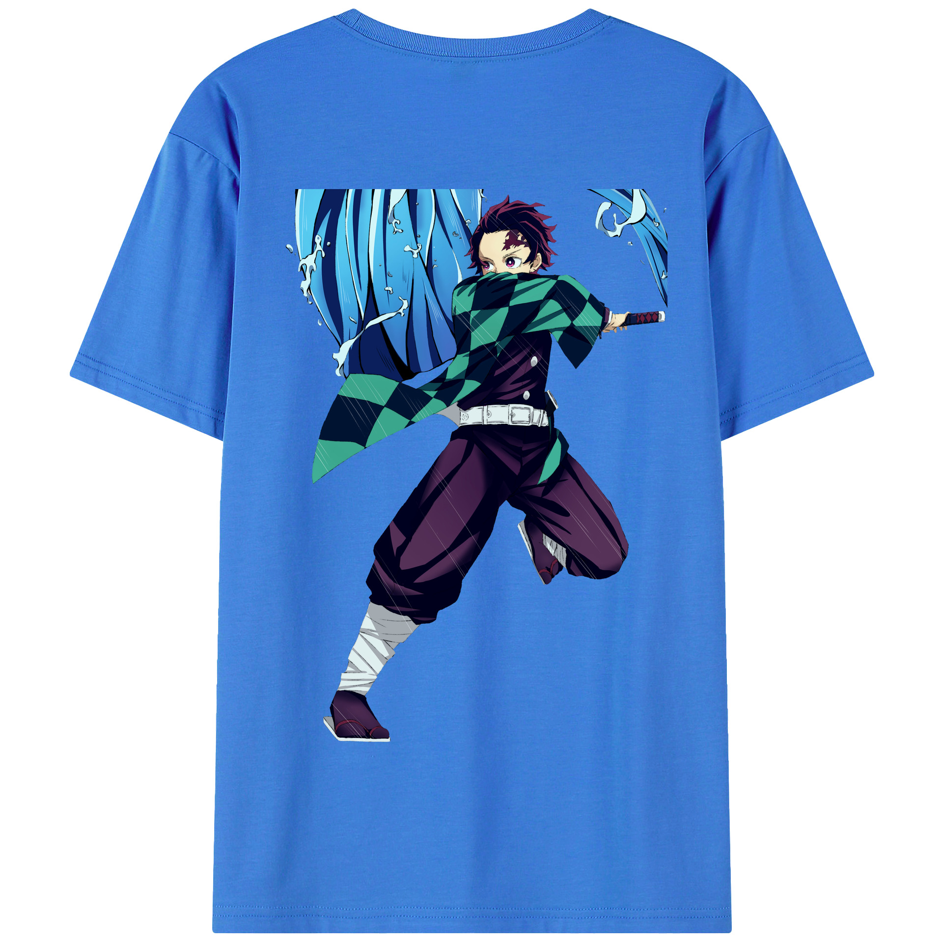 （画像用） 鬼滅の刃 竈門 炭治郎／かまど たんじろう Kamado Tanjirou 綿100％半袖Tシャツ（背面プリント）