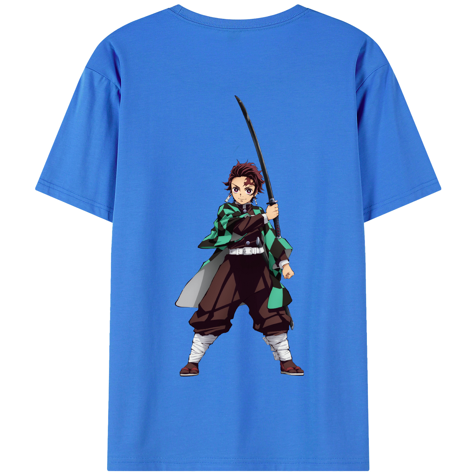 （画像用） 鬼滅の刃 竈門 炭治郎／かまど たんじろう Kamado Tanjirou 綿100％半袖Tシャツ（背面プリント）