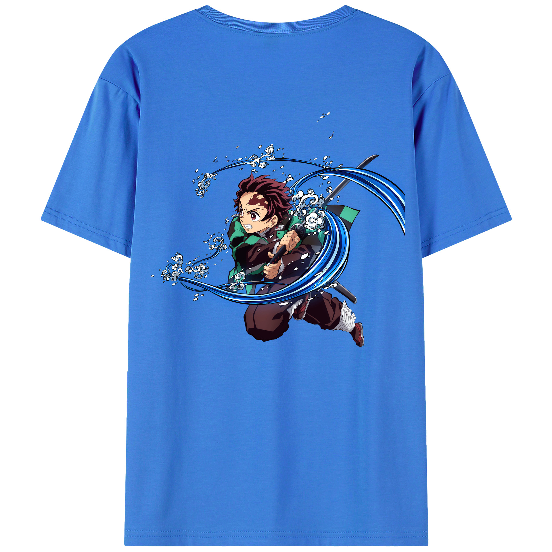 （画像用） 鬼滅の刃 竈門 炭治郎／かまど たんじろう Kamado Tanjirou 綿100％半袖Tシャツ（背面プリント）