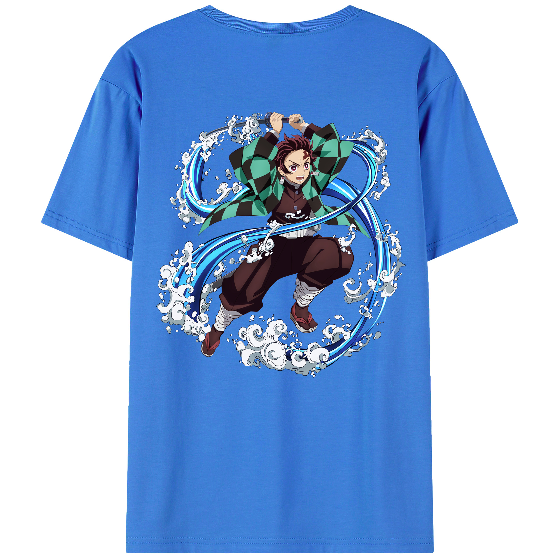 （画像用） 鬼滅の刃 竈門 炭治郎／かまど たんじろう Kamado Tanjirou 綿100％半袖Tシャツ（背面プリント）