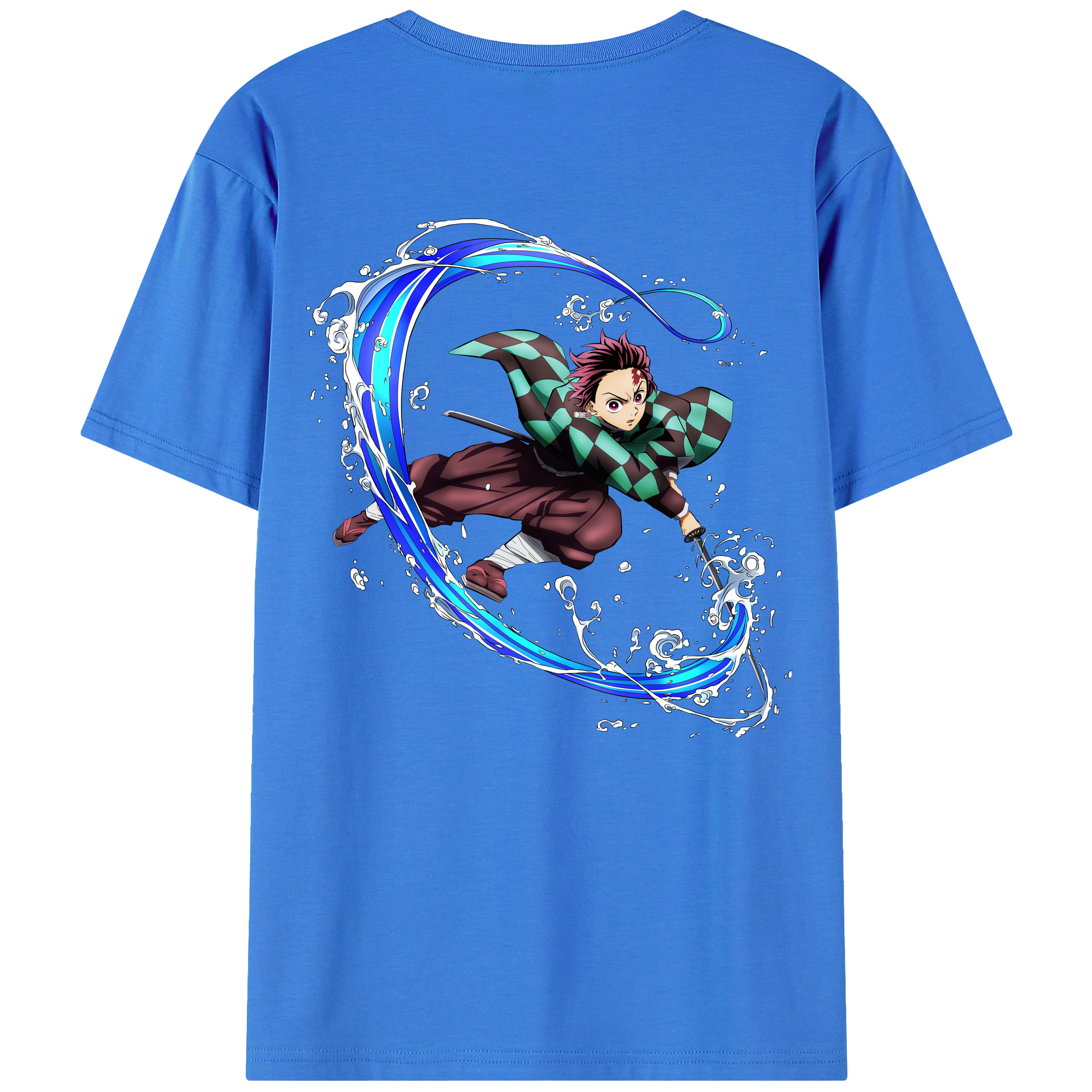 （画像用） 鬼滅の刃 竈門 炭治郎／かまど たんじろう Kamado Tanjirou 綿100％半袖Tシャツ（背面プリント）