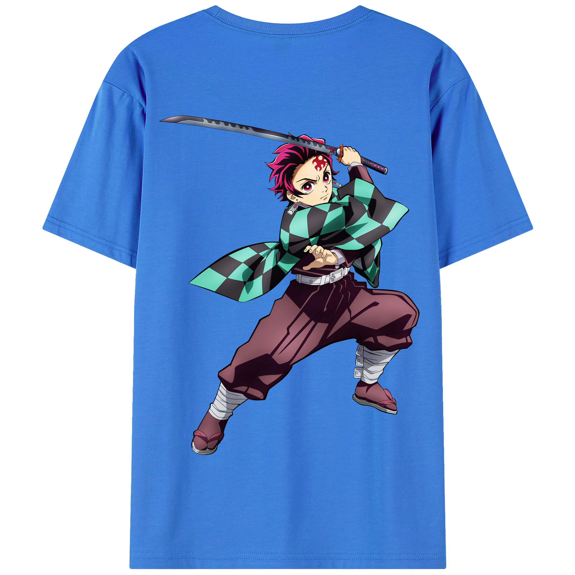 （画像用） 鬼滅の刃 竈門 炭治郎／かまど たんじろう Kamado Tanjirou 綿100％半袖Tシャツ（背面プリント）