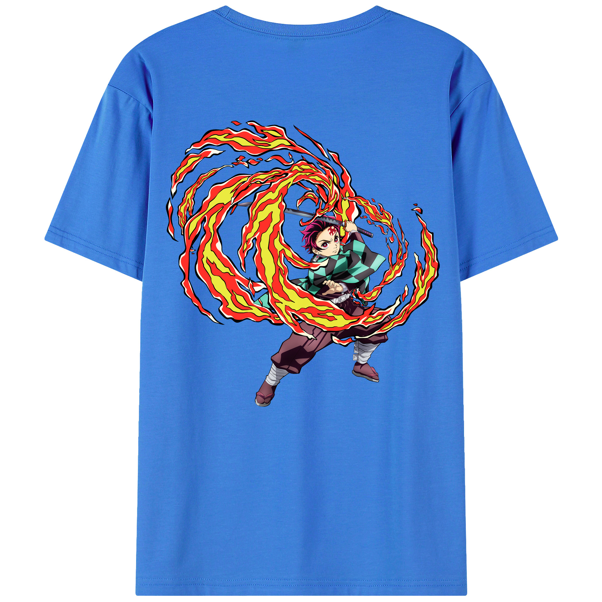 （画像用） 鬼滅の刃 竈門 炭治郎／かまど たんじろう Kamado Tanjirou 綿100％半袖Tシャツ（背面プリント）