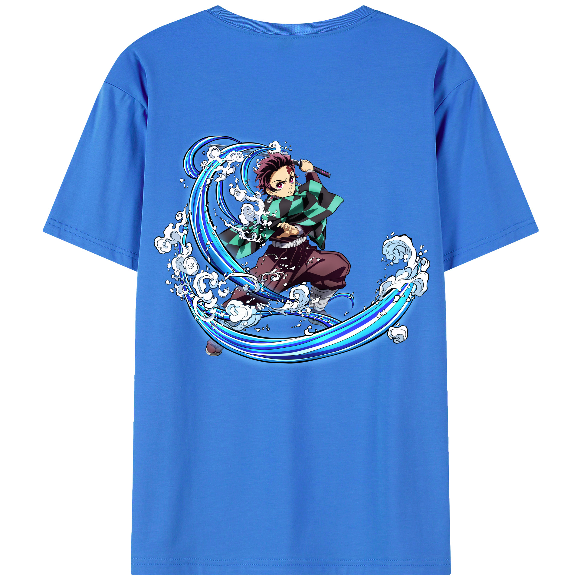 （画像用） 鬼滅の刃 竈門 炭治郎／かまど たんじろう Kamado Tanjirou 綿100％半袖Tシャツ（背面プリント）