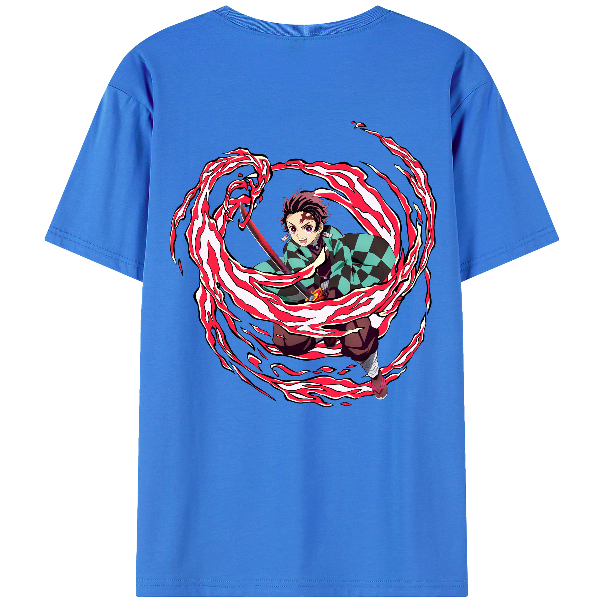 （画像用） 鬼滅の刃 竈門 炭治郎／かまど たんじろう Kamado Tanjirou 綿100％半袖Tシャツ（背面プリント）