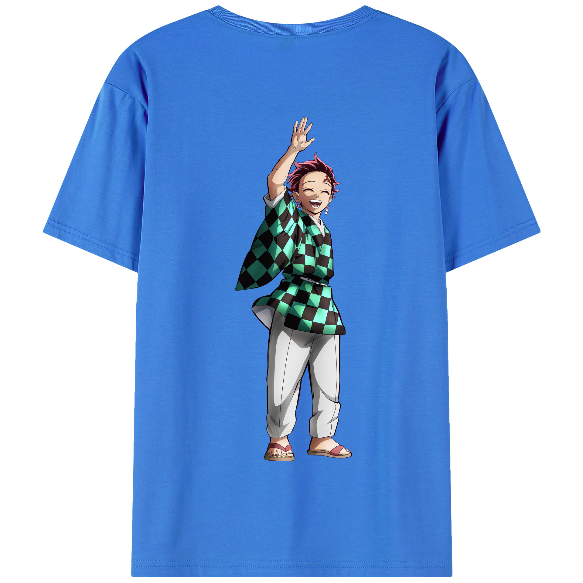 （画像用） 鬼滅の刃 竈門 炭治郎／かまど たんじろう Kamado Tanjirou 綿100％半袖Tシャツ（背面プリント）