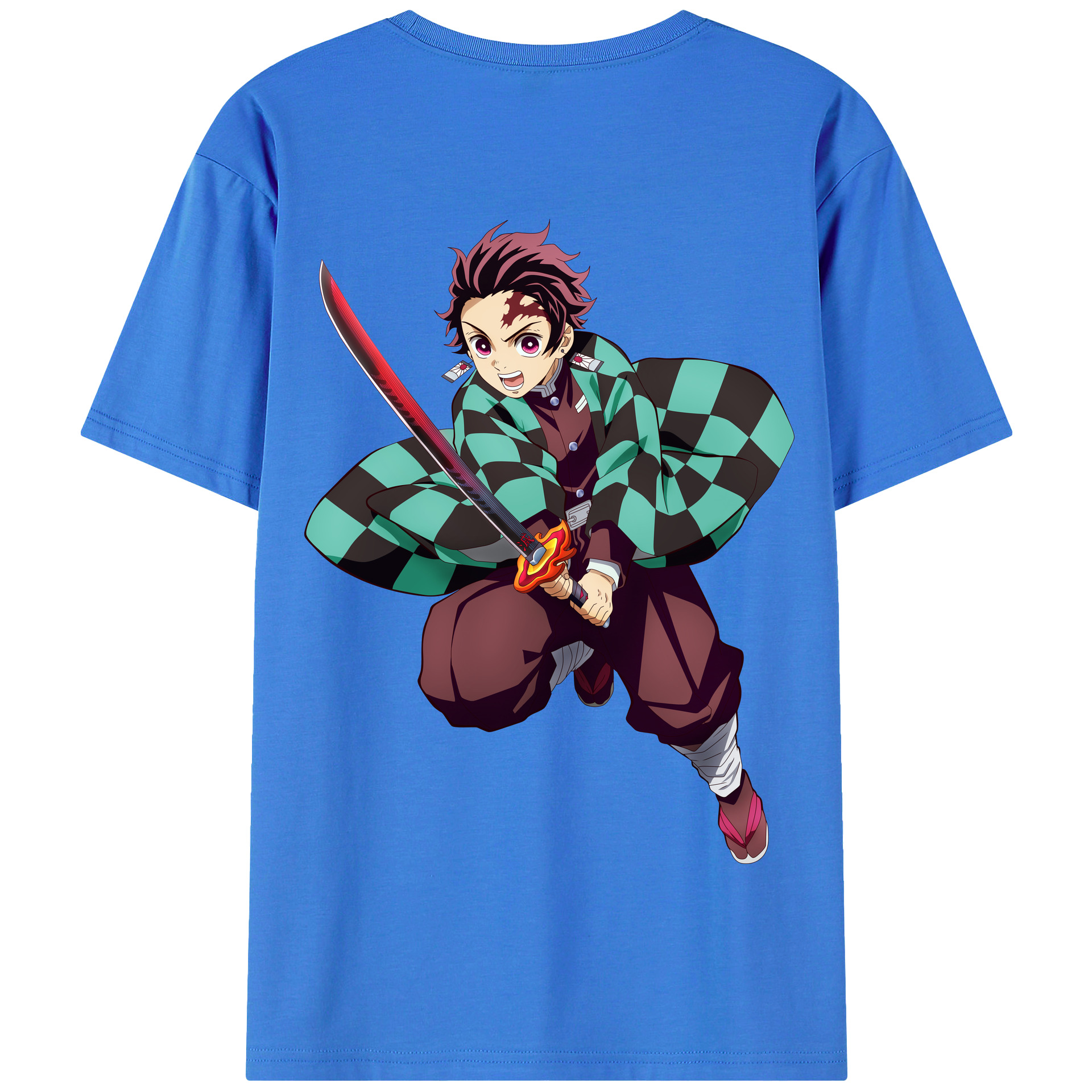 （画像用） 鬼滅の刃 竈門 炭治郎／かまど たんじろう Kamado Tanjirou 綿100％半袖Tシャツ（背面プリント）