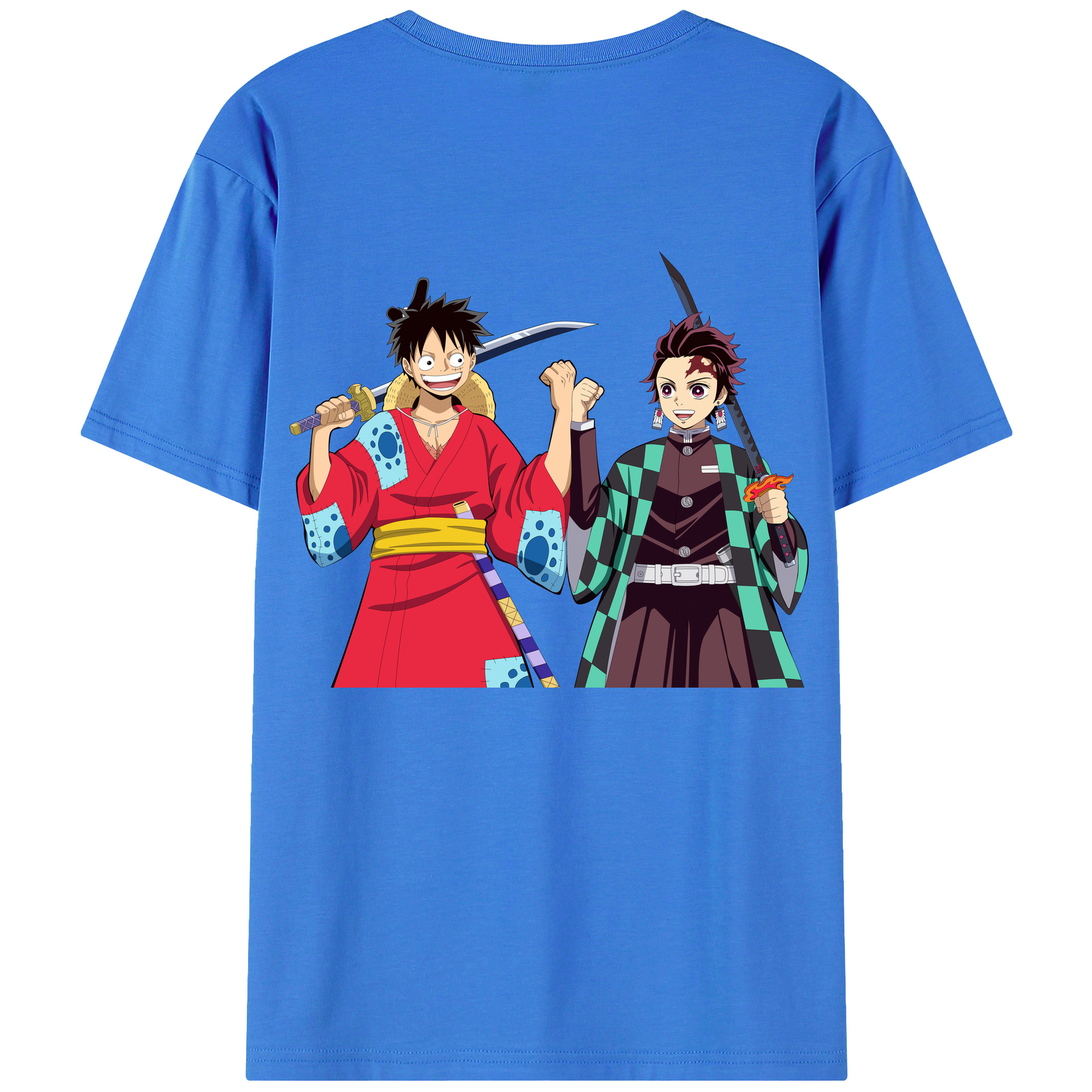 （画像用） 鬼滅の刃 竈門 炭治郎／かまど たんじろう Kamado Tanjirou 綿100％半袖Tシャツ（背面プリント）