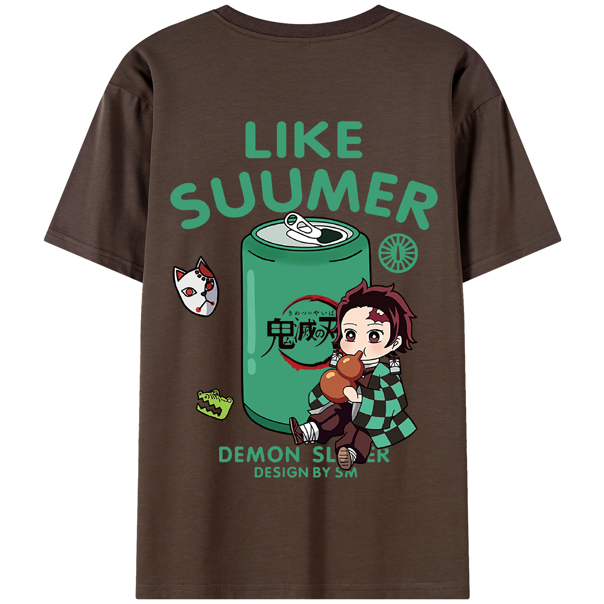 （画像用） 鬼滅の刃 竈門 炭治郎／かまど たんじろう Kamado Tanjirou 綿100％半袖Tシャツ（背面プリント）