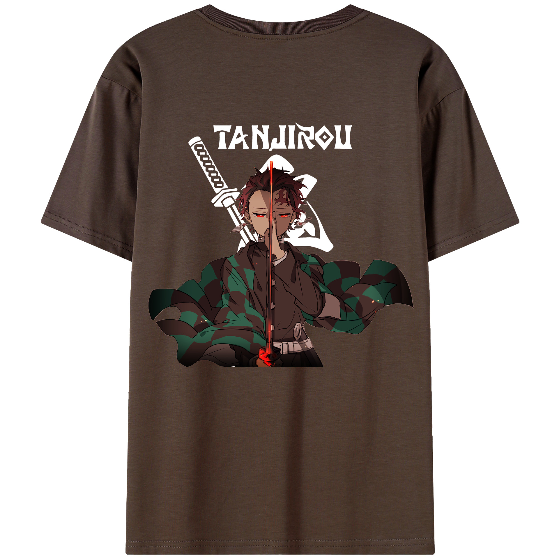 （画像用） 鬼滅の刃 竈門 炭治郎／かまど たんじろう Kamado Tanjirou 綿100％半袖Tシャツ（背面プリント）