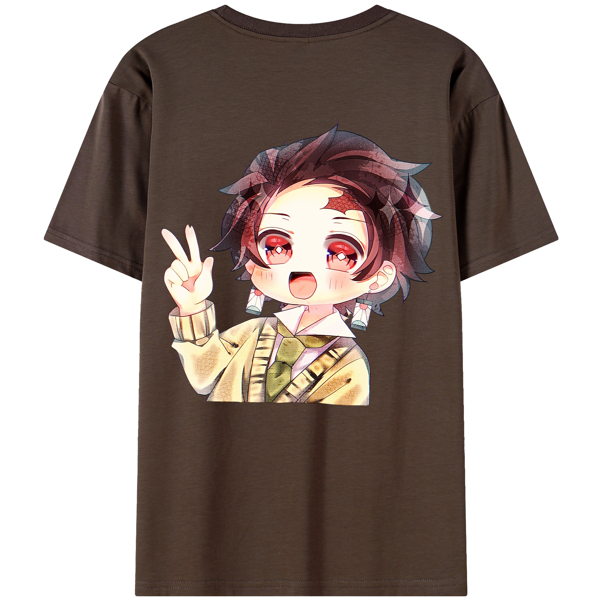 （画像用） 鬼滅の刃 竈門 炭治郎／かまど たんじろう Kamado Tanjirou 綿100％半袖Tシャツ（背面プリント）