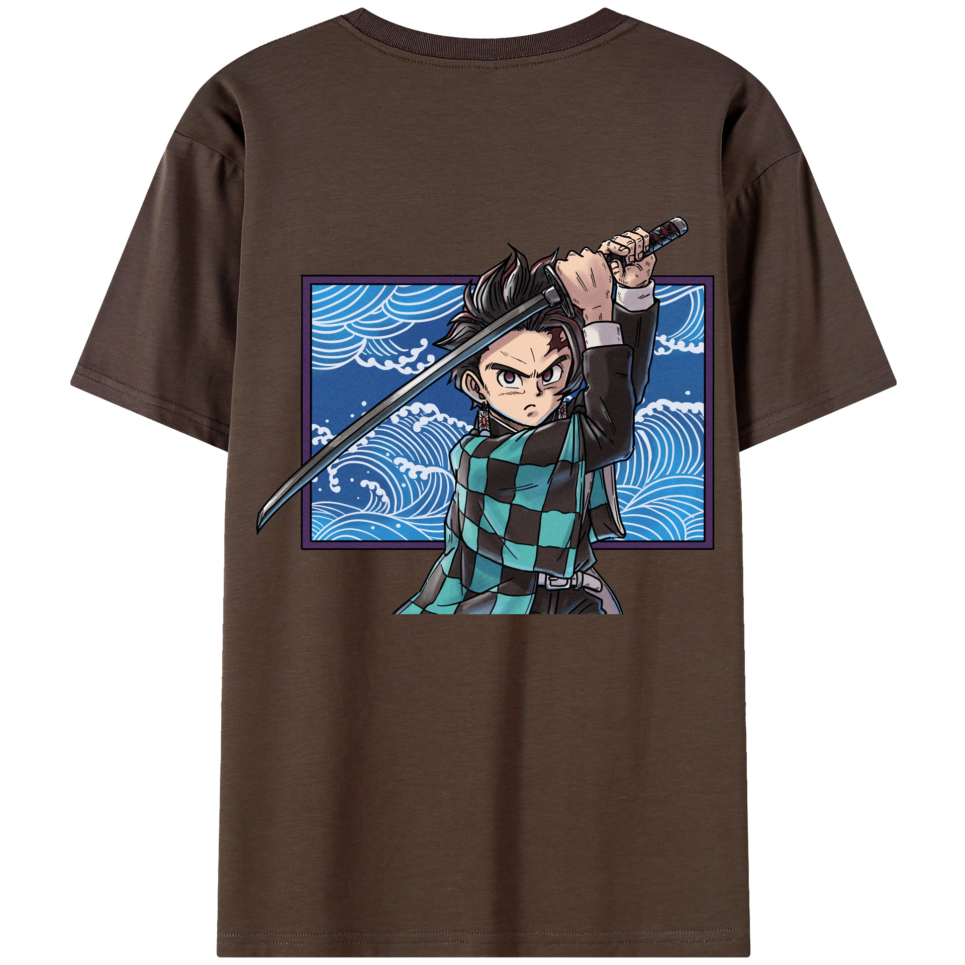 （画像用） 鬼滅の刃 竈門 炭治郎／かまど たんじろう Kamado Tanjirou 綿100％半袖Tシャツ（背面プリント）