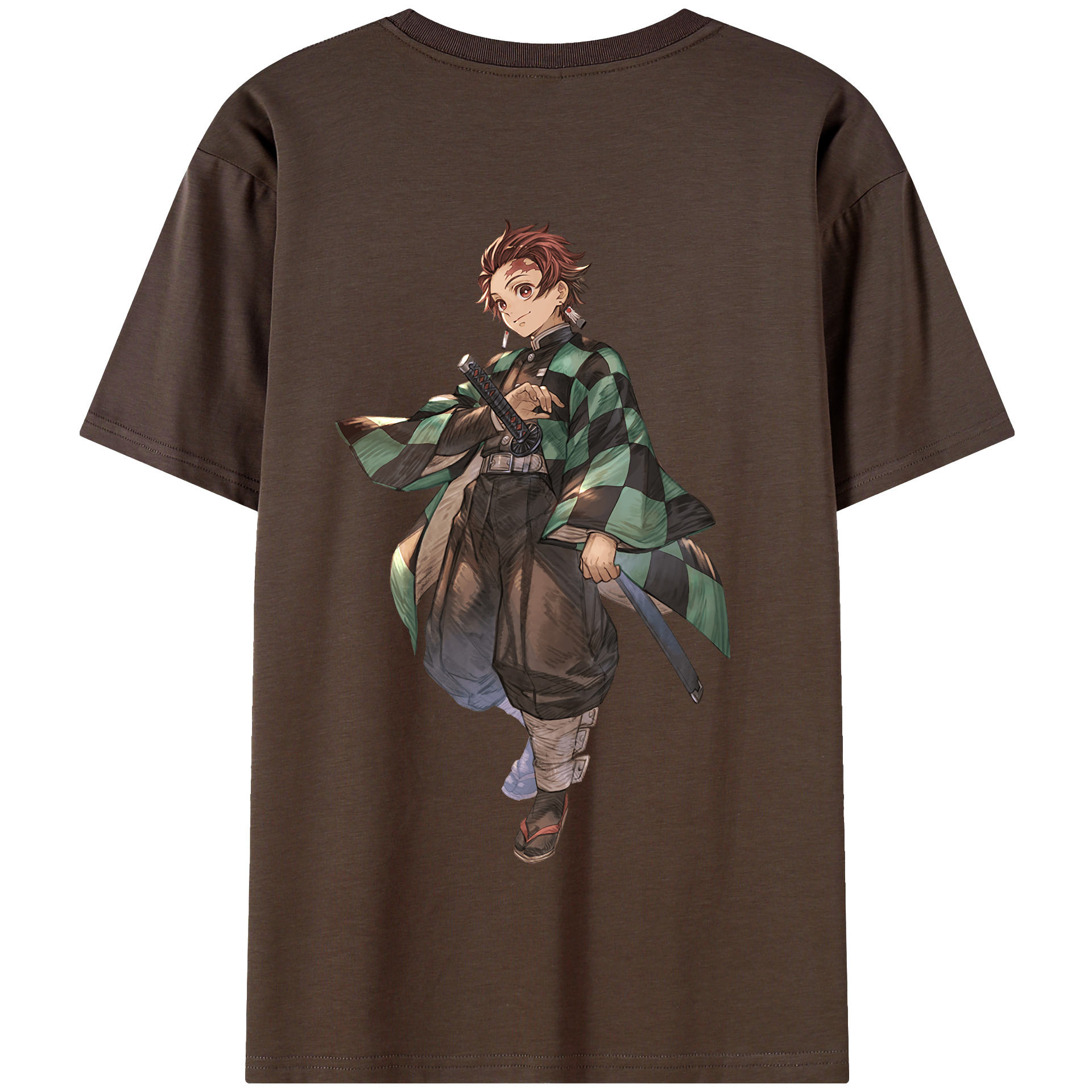 （画像用） 鬼滅の刃 竈門 炭治郎／かまど たんじろう Kamado Tanjirou 綿100％半袖Tシャツ（背面プリント）