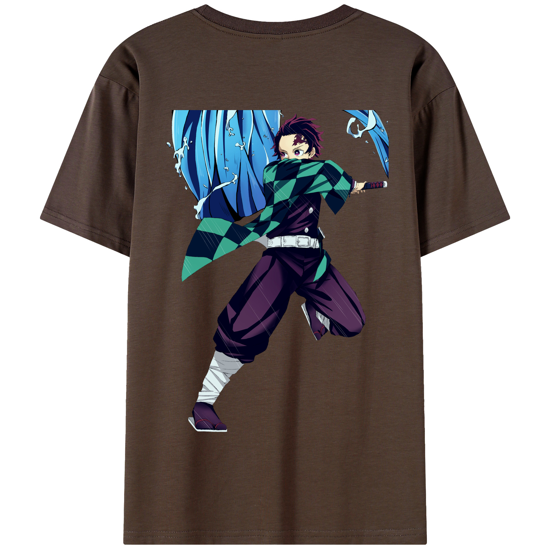 （画像用） 鬼滅の刃 竈門 炭治郎／かまど たんじろう Kamado Tanjirou 綿100％半袖Tシャツ（背面プリント）