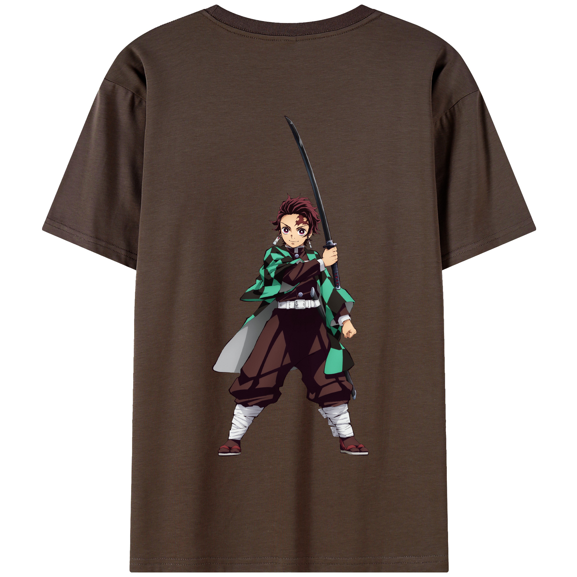 （画像用） 鬼滅の刃 竈門 炭治郎／かまど たんじろう Kamado Tanjirou 綿100％半袖Tシャツ（背面プリント）
