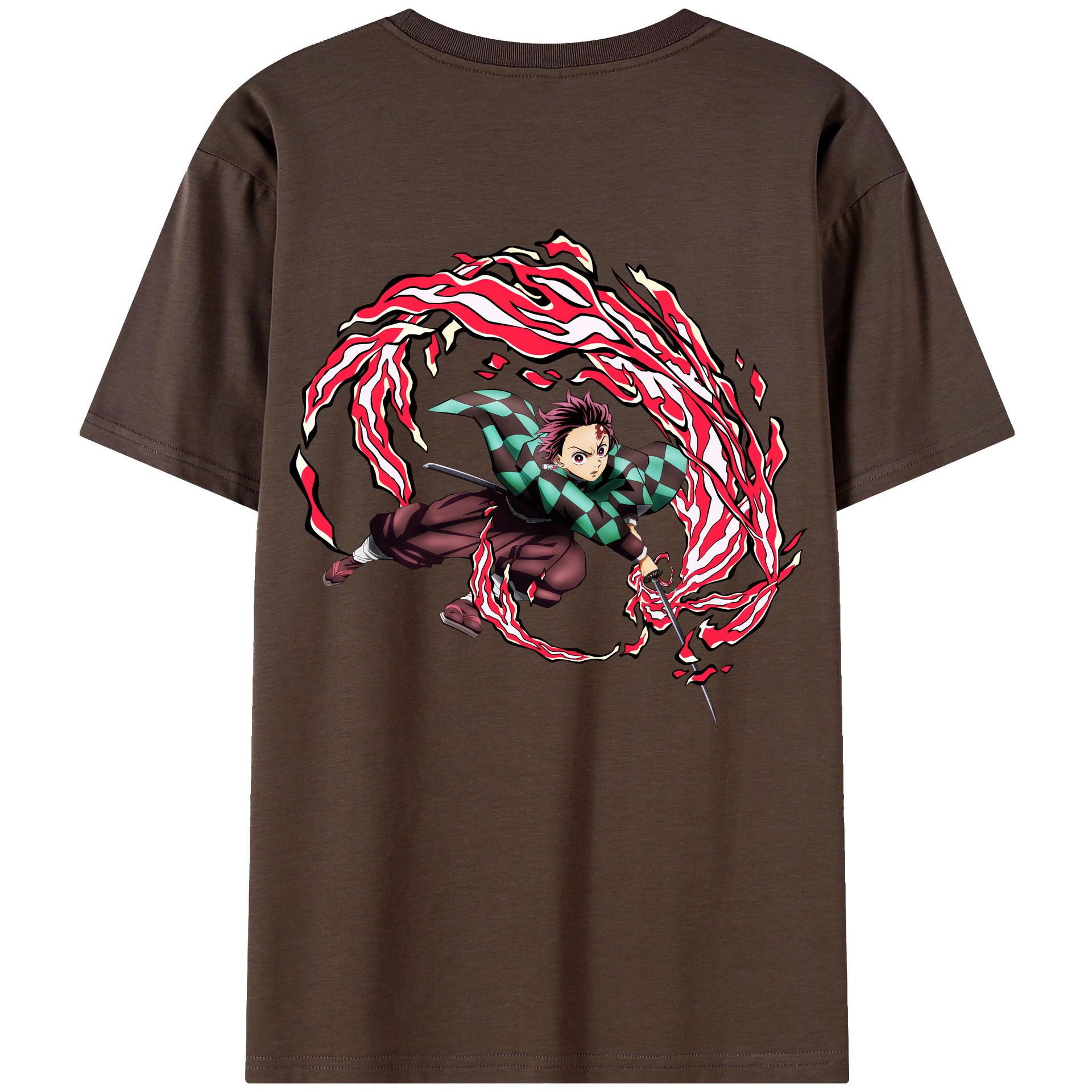 （画像用） 鬼滅の刃 竈門 炭治郎／かまど たんじろう Kamado Tanjirou 綿100％半袖Tシャツ（背面プリント）