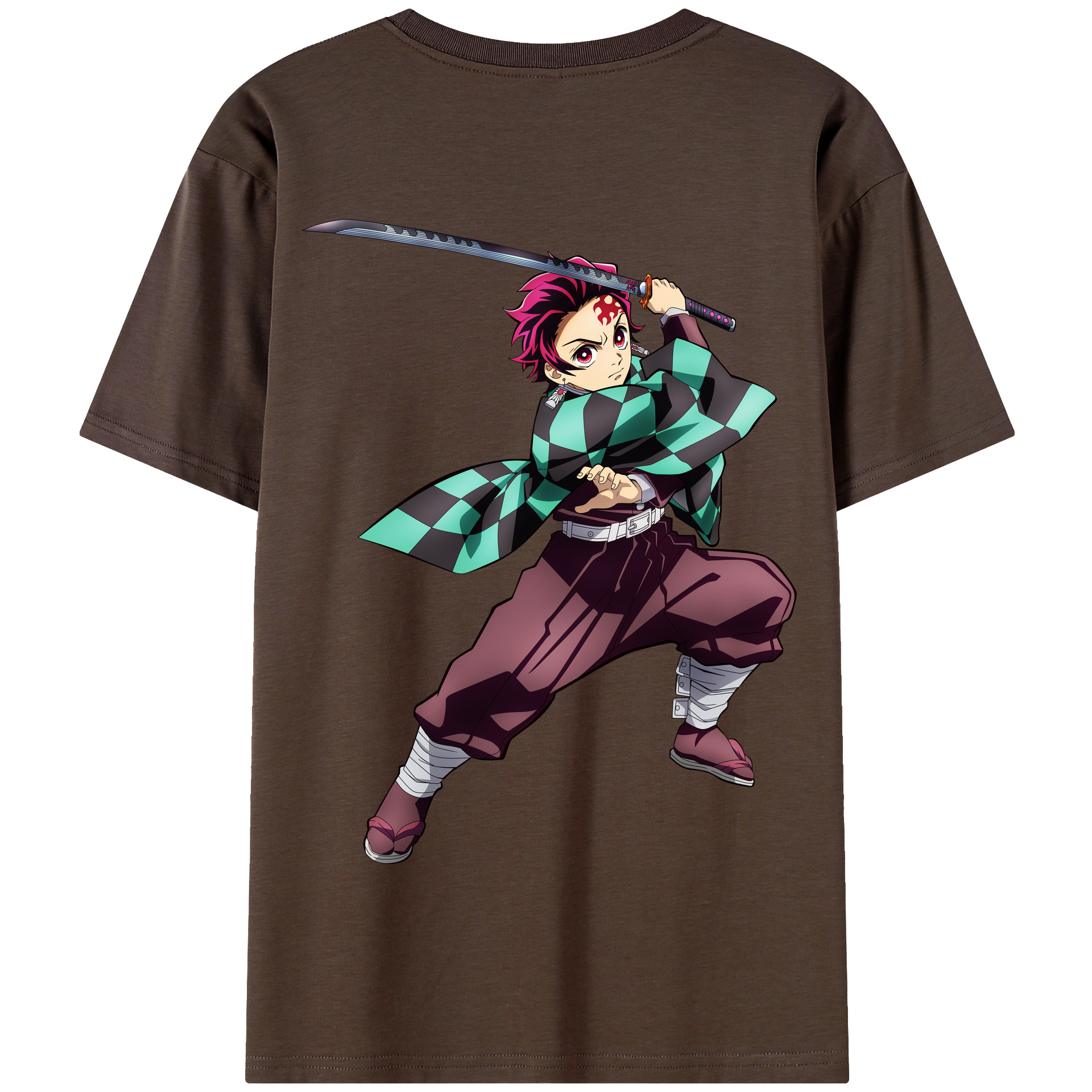 （画像用） 鬼滅の刃 竈門 炭治郎／かまど たんじろう Kamado Tanjirou 綿100％半袖Tシャツ（背面プリント）