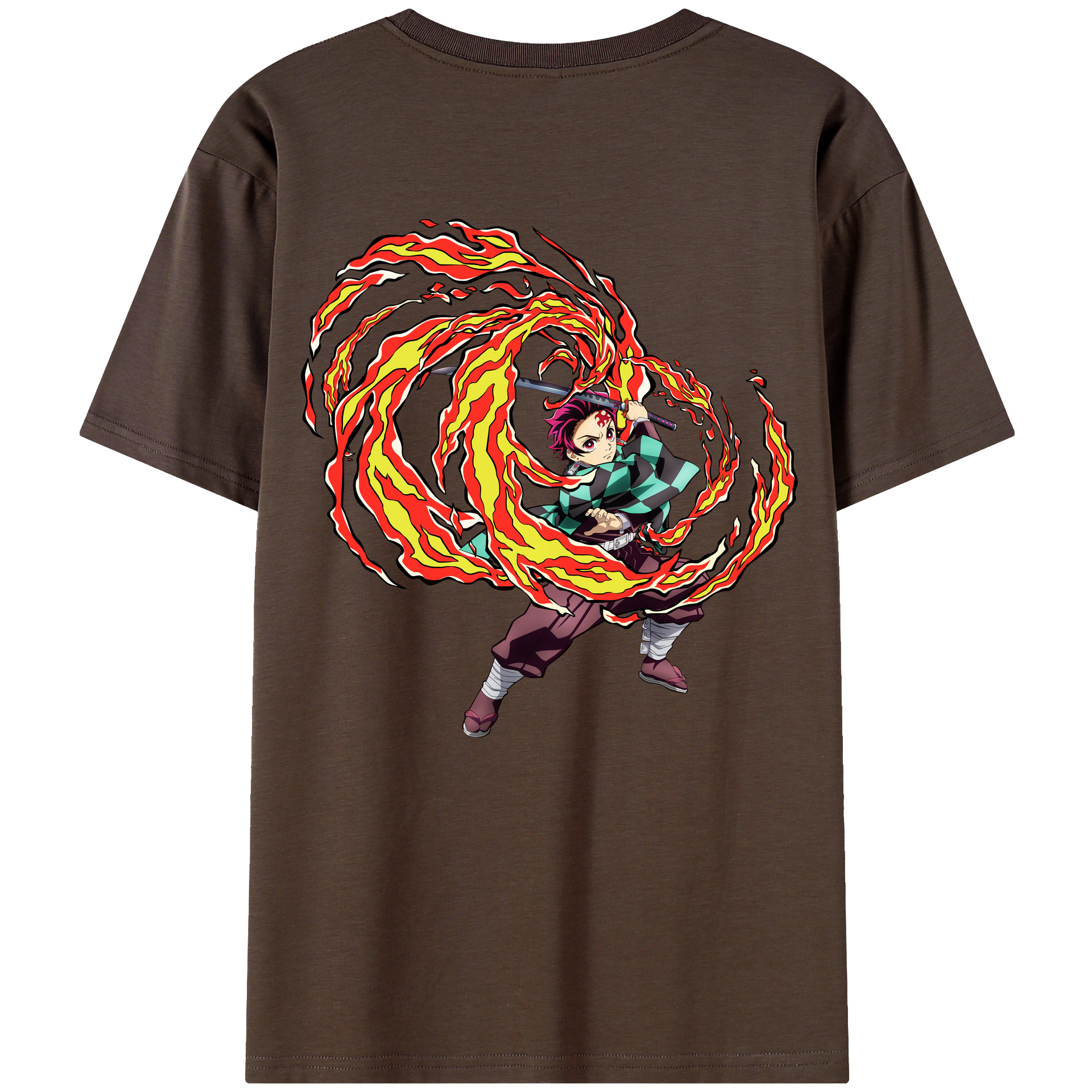 （画像用） 鬼滅の刃 竈門 炭治郎／かまど たんじろう Kamado Tanjirou 綿100％半袖Tシャツ（背面プリント）
