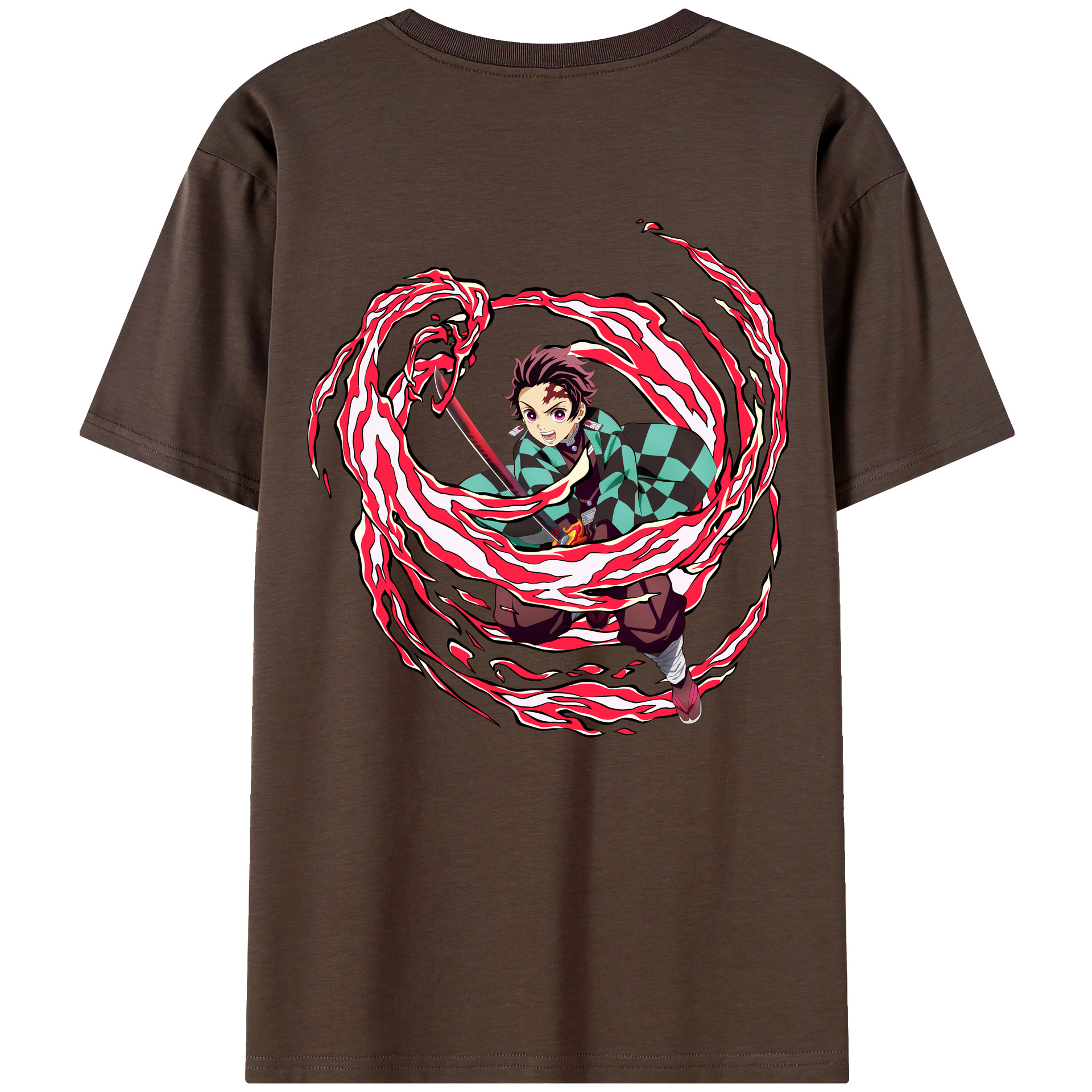 （画像用） 鬼滅の刃 竈門 炭治郎／かまど たんじろう Kamado Tanjirou 綿100％半袖Tシャツ（背面プリント）