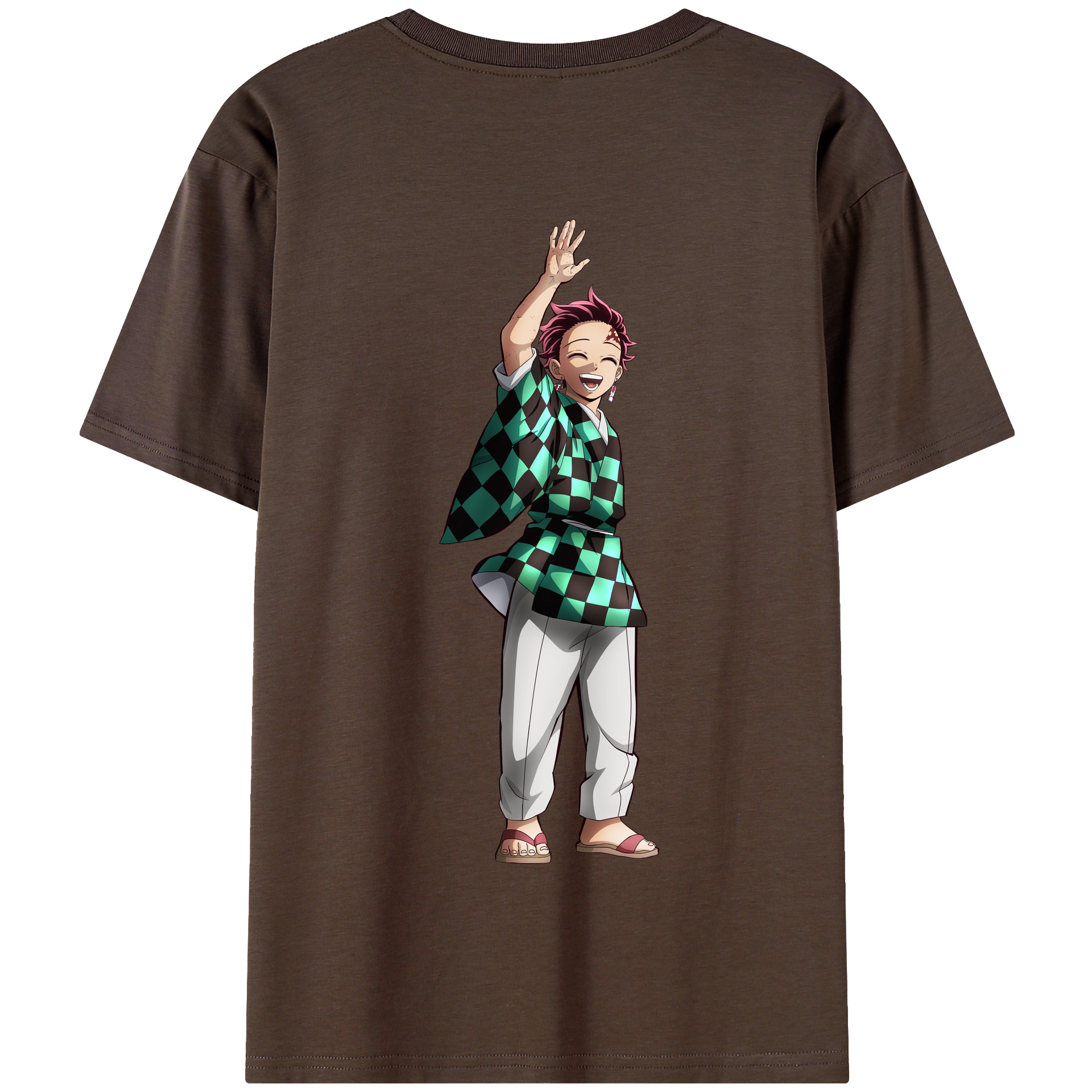 （画像用） 鬼滅の刃 竈門 炭治郎／かまど たんじろう Kamado Tanjirou 綿100％半袖Tシャツ（背面プリント）