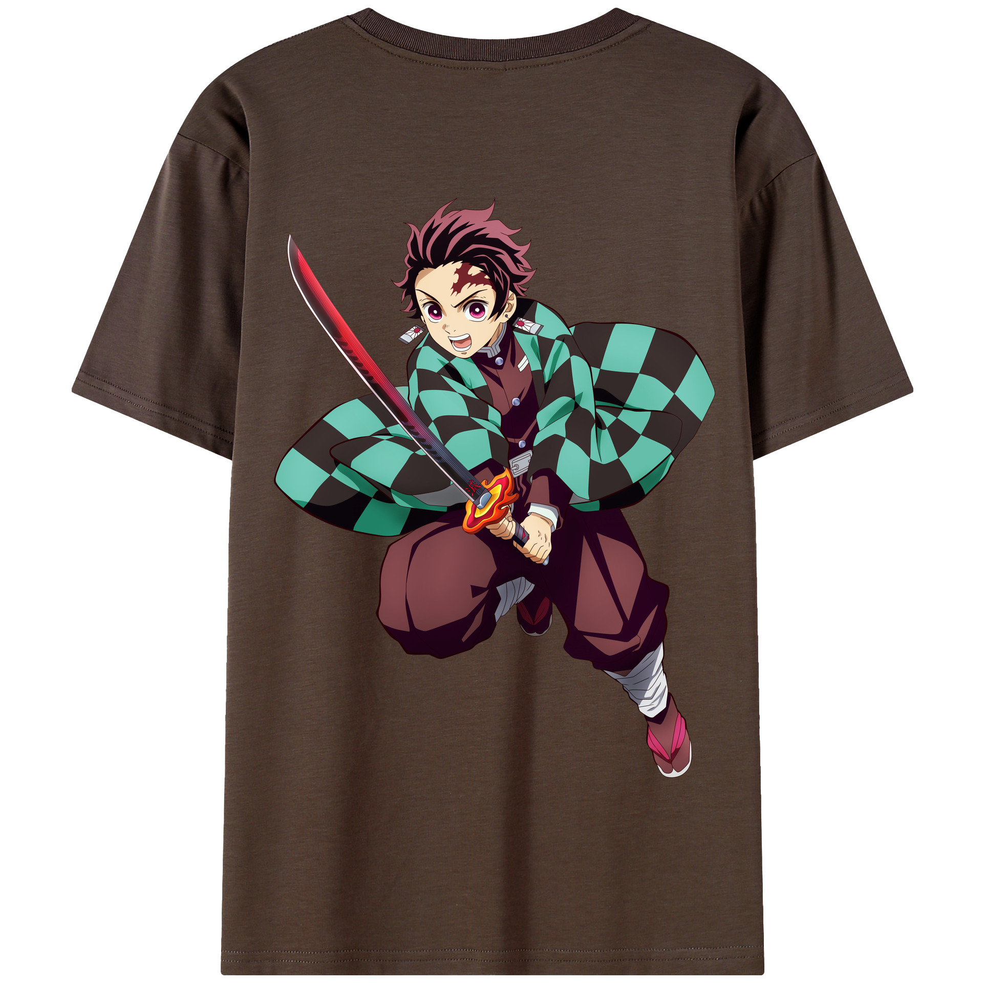 （画像用） 鬼滅の刃 竈門 炭治郎／かまど たんじろう Kamado Tanjirou 綿100％半袖Tシャツ（背面プリント）