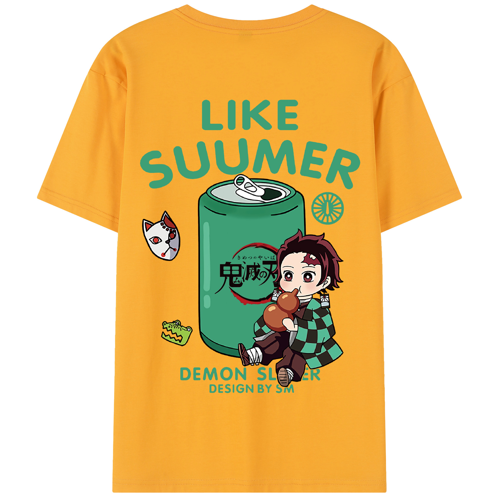 （画像用） 鬼滅の刃 竈門 炭治郎／かまど たんじろう Kamado Tanjirou 綿100％半袖Tシャツ（背面プリント）