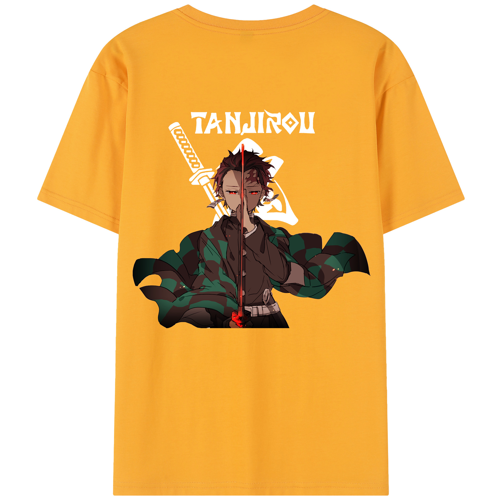 （画像用） 鬼滅の刃 竈門 炭治郎／かまど たんじろう Kamado Tanjirou 綿100％半袖Tシャツ（背面プリント）