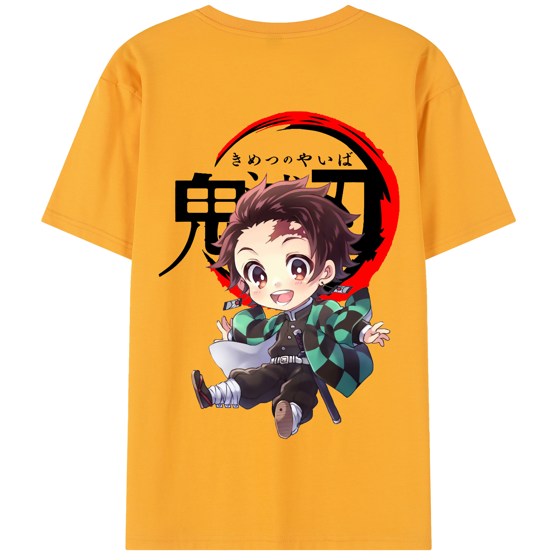 （画像用） 鬼滅の刃 竈門 炭治郎／かまど たんじろう Kamado Tanjirou 綿100％半袖Tシャツ（背面プリント）