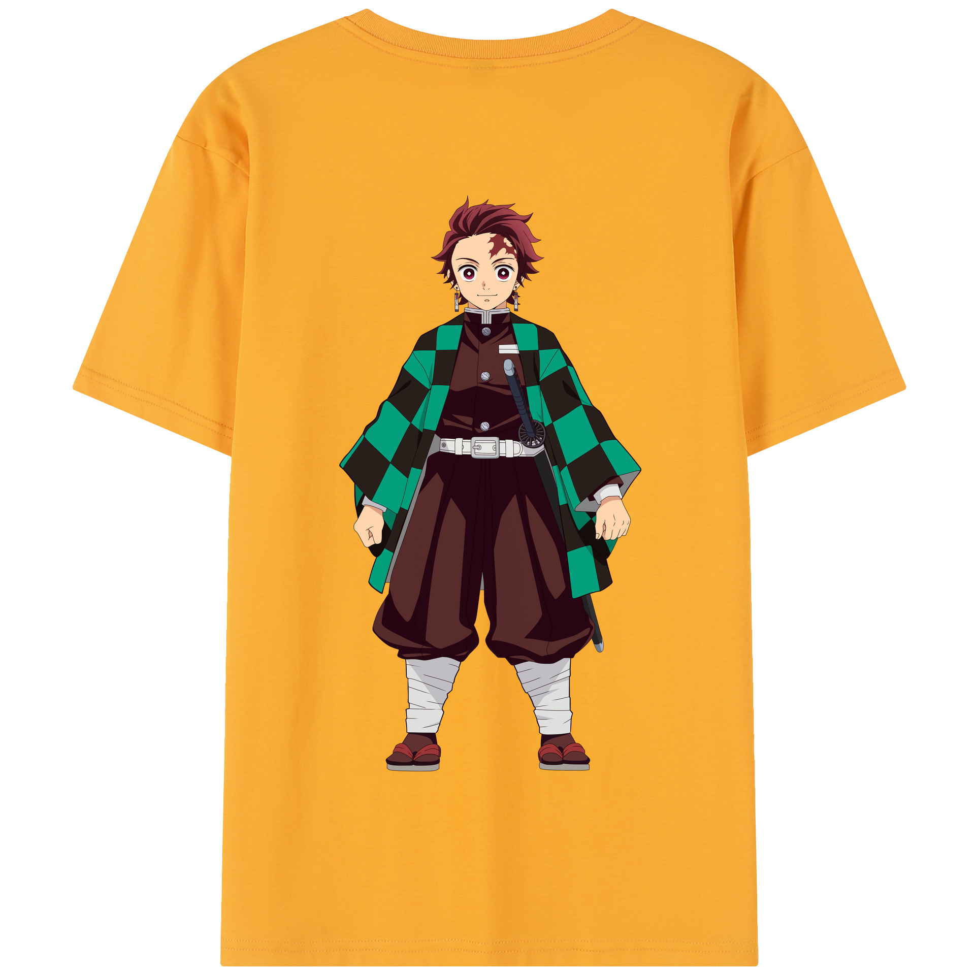 （画像用） 鬼滅の刃 竈門 炭治郎／かまど たんじろう Kamado Tanjirou 綿100％半袖Tシャツ（背面プリント）