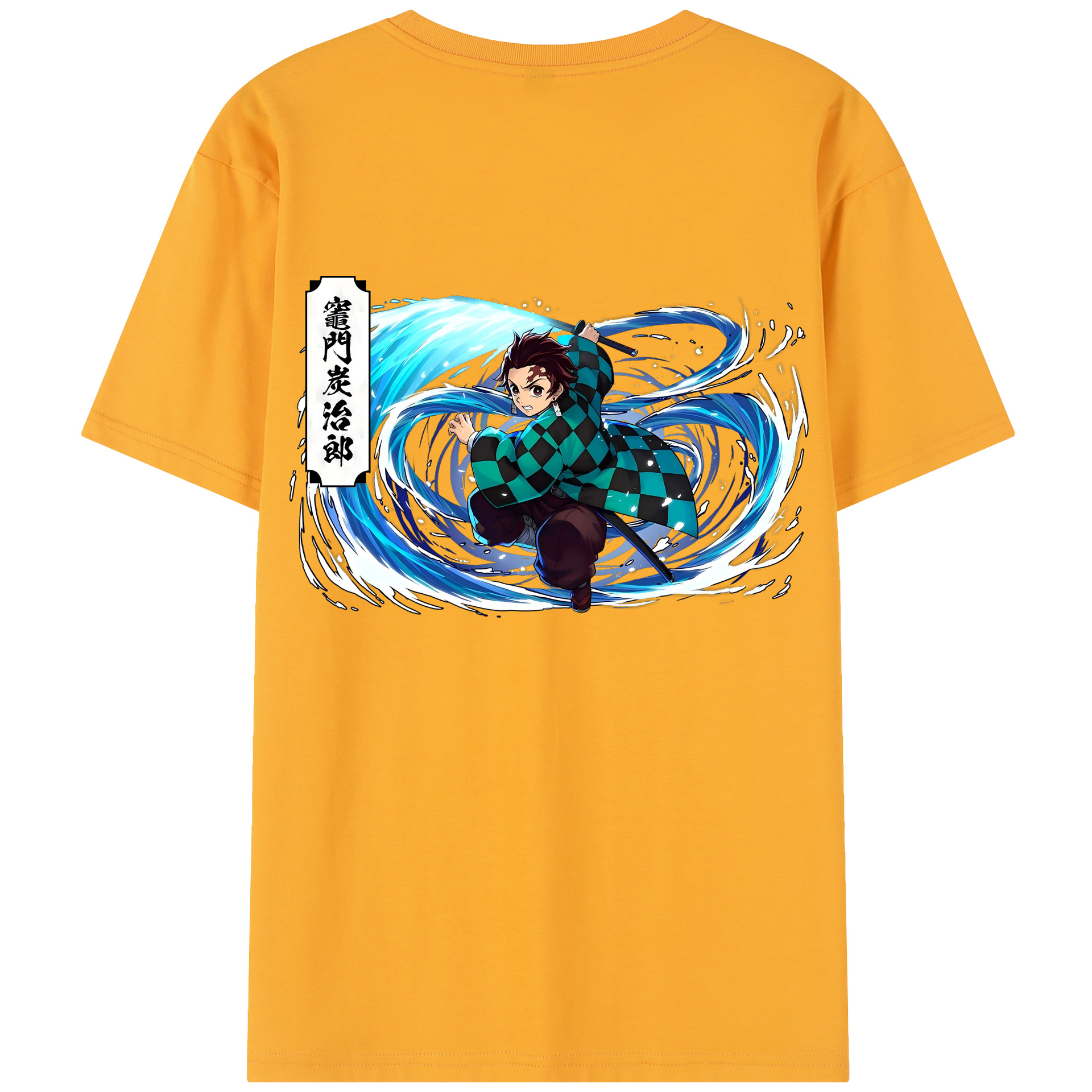 （画像用） 鬼滅の刃 竈門 炭治郎／かまど たんじろう Kamado Tanjirou 綿100％半袖Tシャツ（背面プリント）