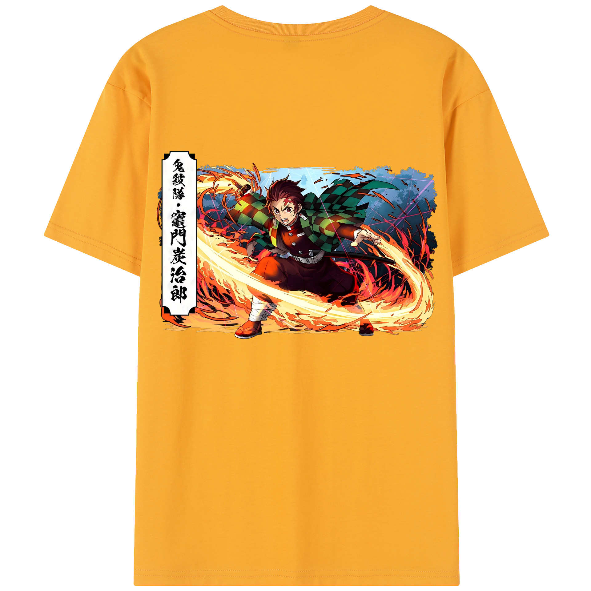 （画像用） 鬼滅の刃 竈門 炭治郎／かまど たんじろう Kamado Tanjirou 綿100％半袖Tシャツ（背面プリント）