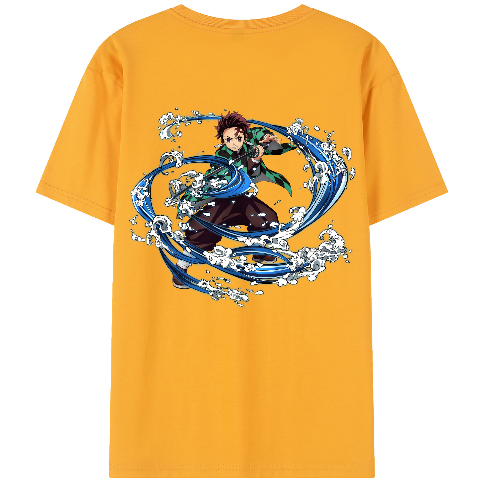 （画像用） 鬼滅の刃 竈門 炭治郎／かまど たんじろう Kamado Tanjirou 綿100％半袖Tシャツ（背面プリント）