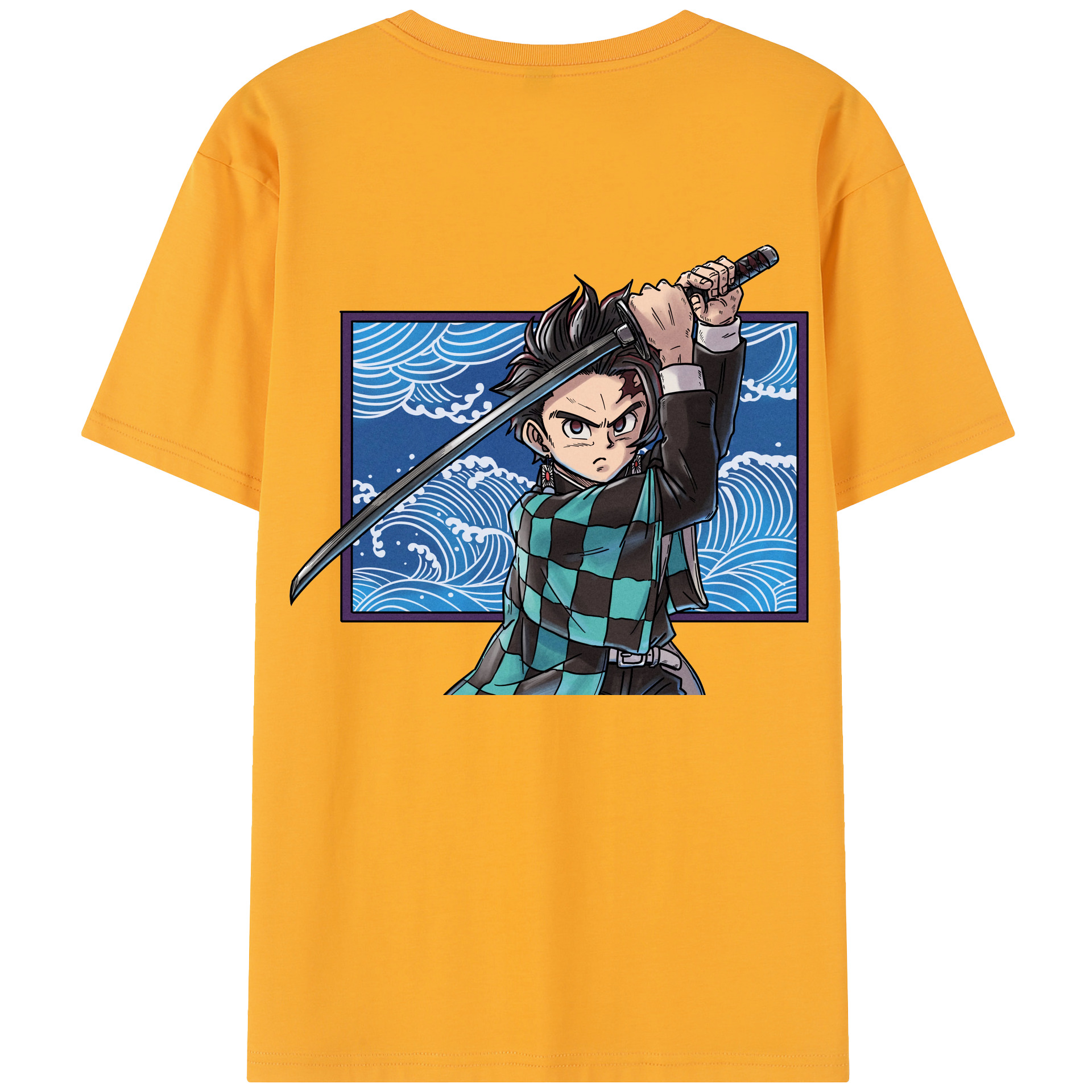 （画像用） 鬼滅の刃 竈門 炭治郎／かまど たんじろう Kamado Tanjirou 綿100％半袖Tシャツ（背面プリント）