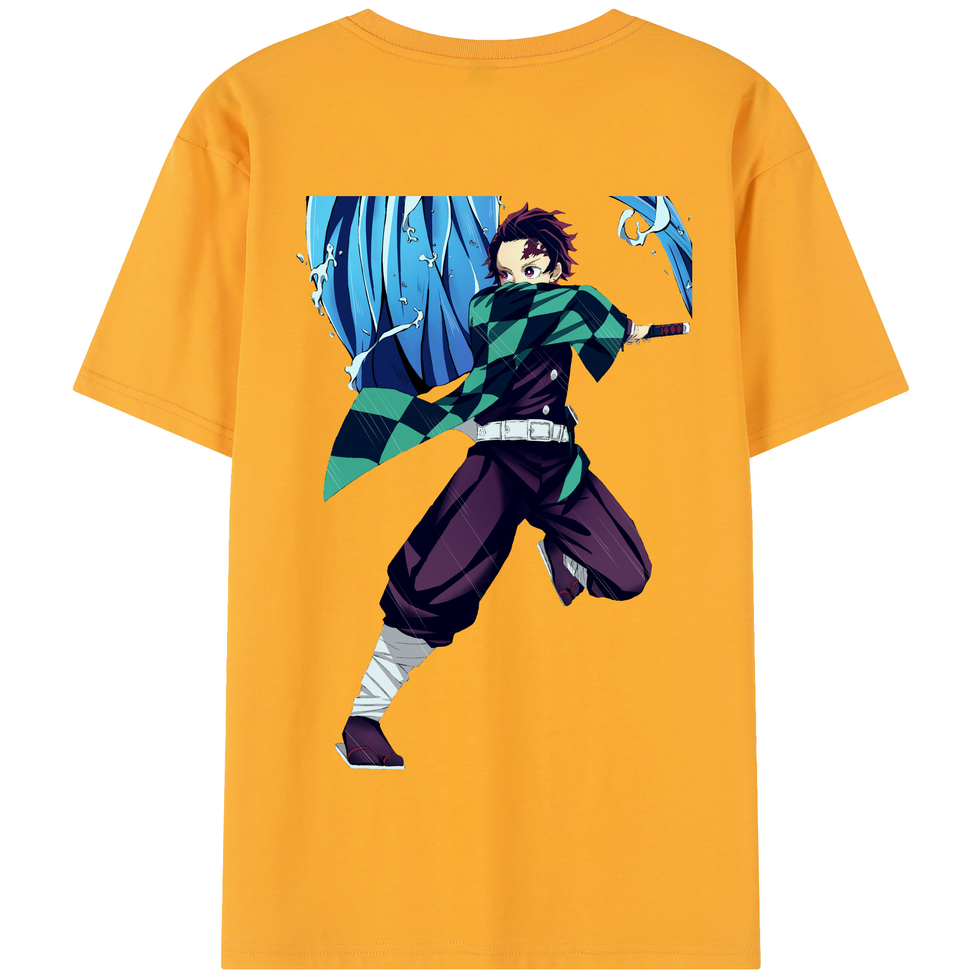 （画像用） 鬼滅の刃 竈門 炭治郎／かまど たんじろう Kamado Tanjirou 綿100％半袖Tシャツ（背面プリント）