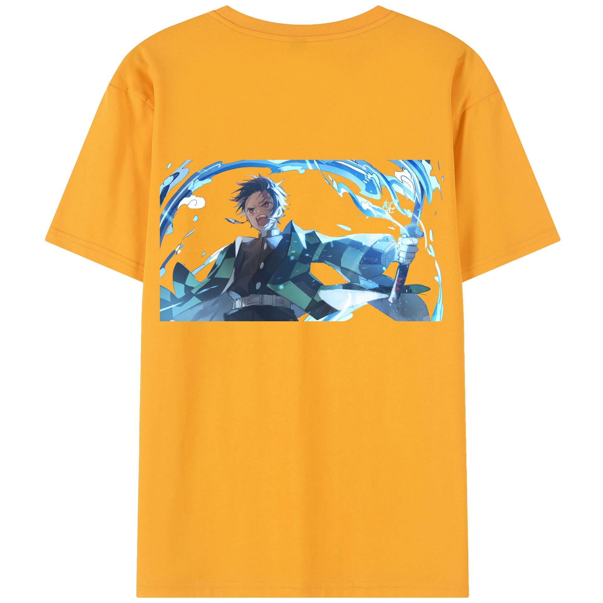 （画像用） 鬼滅の刃 竈門 炭治郎／かまど たんじろう Kamado Tanjirou 綿100％半袖Tシャツ（背面プリント）