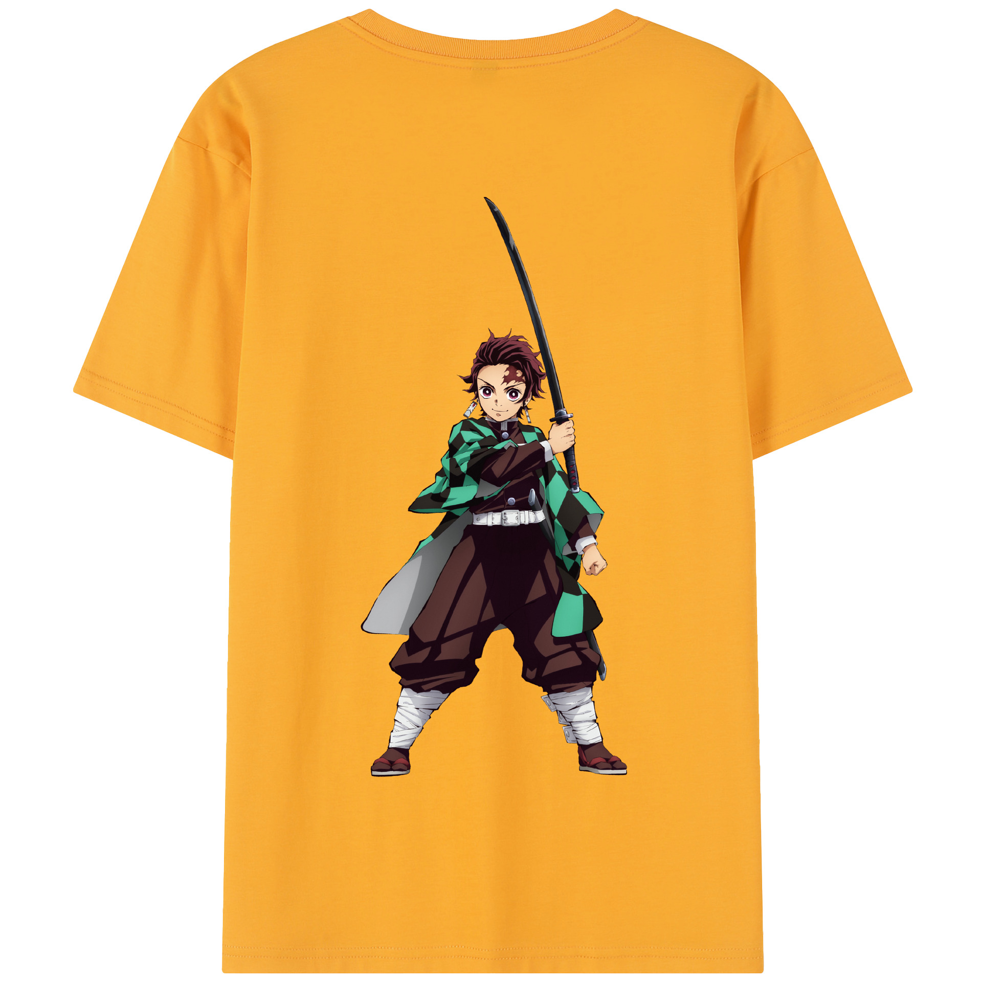 （画像用） 鬼滅の刃 竈門 炭治郎／かまど たんじろう Kamado Tanjirou 綿100％半袖Tシャツ（背面プリント）