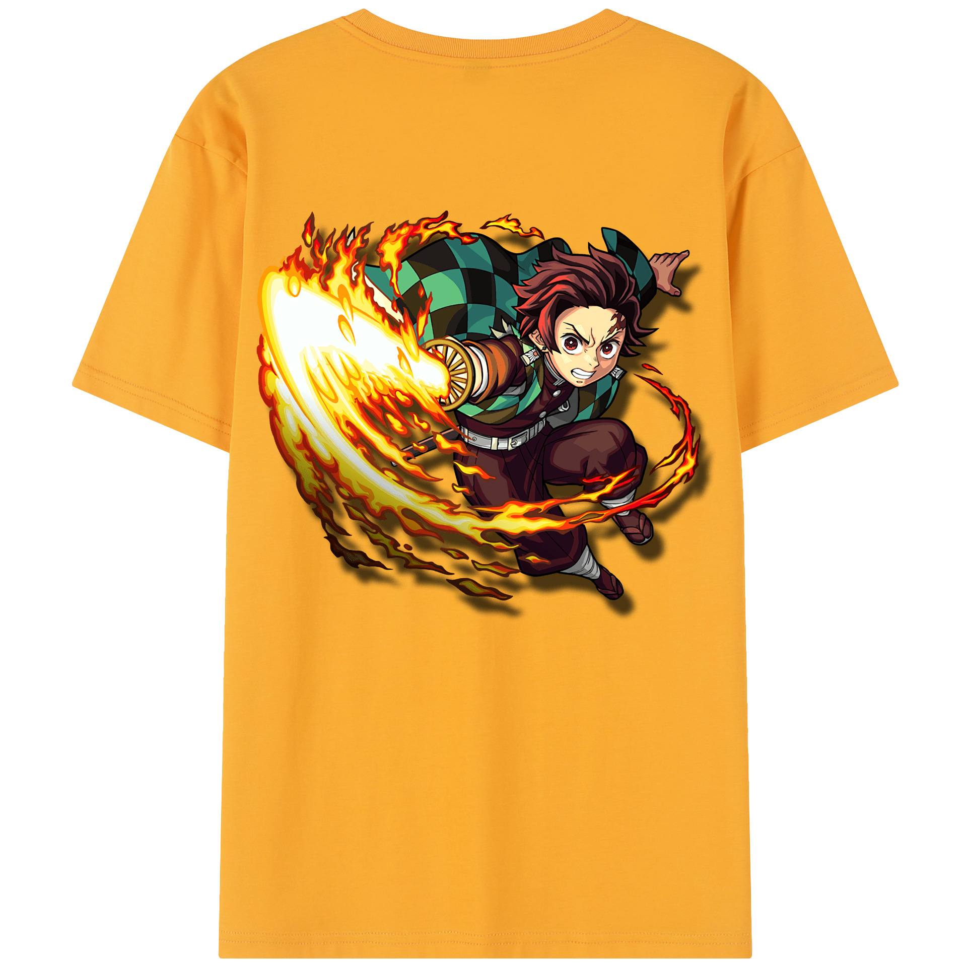 （画像用） 鬼滅の刃 竈門 炭治郎／かまど たんじろう Kamado Tanjirou 綿100％半袖Tシャツ（背面プリント）