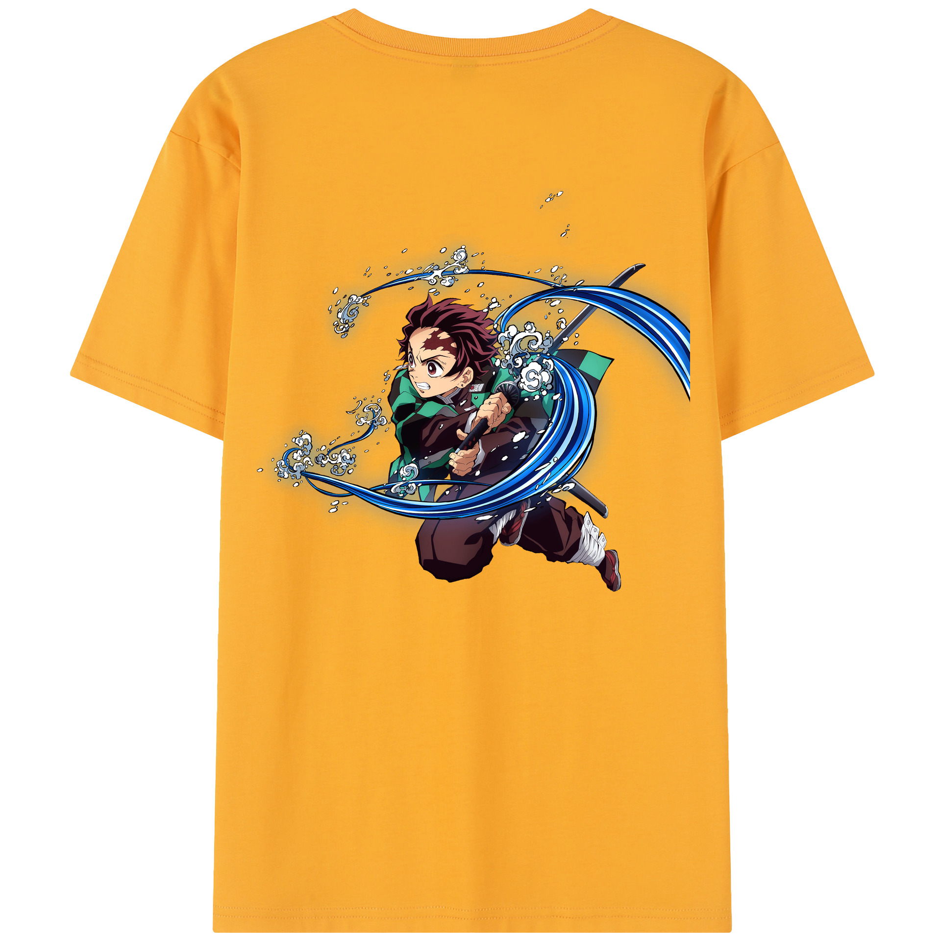 （画像用） 鬼滅の刃 竈門 炭治郎／かまど たんじろう Kamado Tanjirou 綿100％半袖Tシャツ（背面プリント）