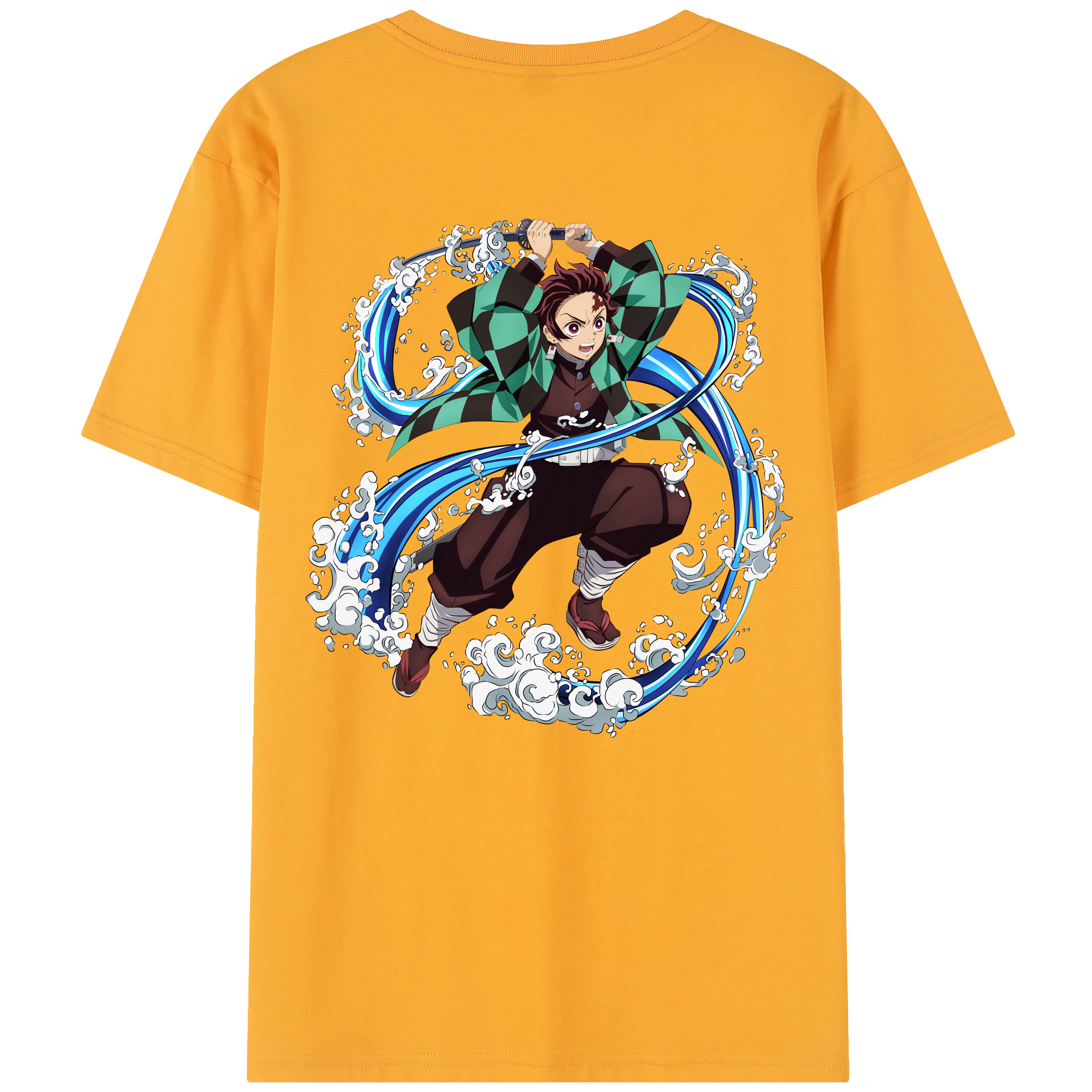 （画像用） 鬼滅の刃 竈門 炭治郎／かまど たんじろう Kamado Tanjirou 綿100％半袖Tシャツ（背面プリント）