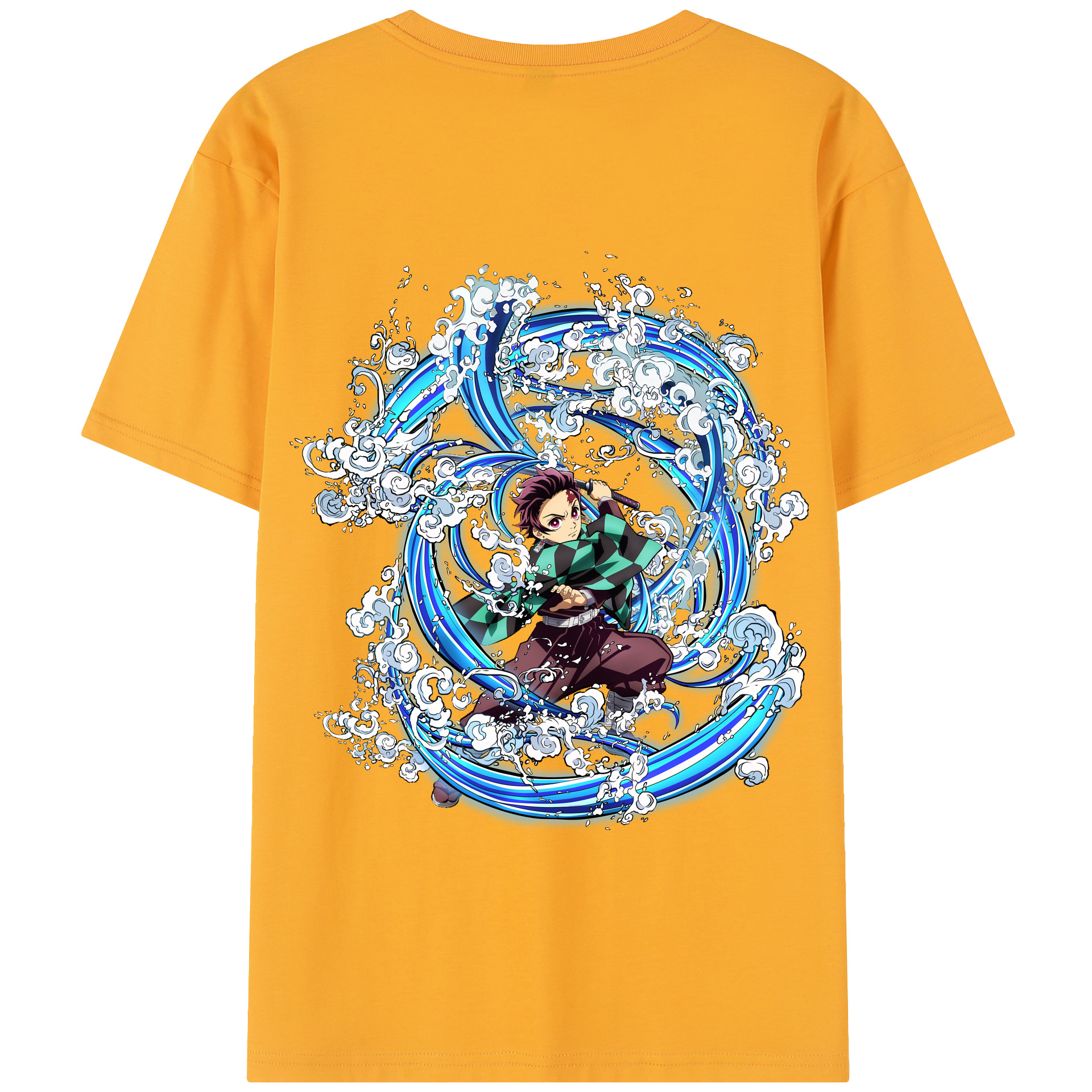 （画像用） 鬼滅の刃 竈門 炭治郎／かまど たんじろう Kamado Tanjirou 綿100％半袖Tシャツ（背面プリント）