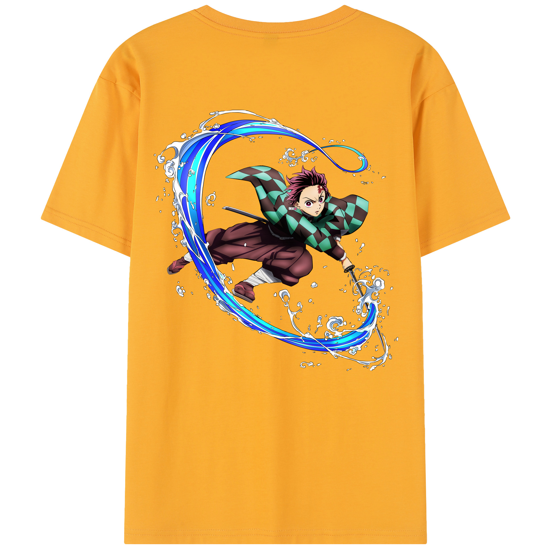 （画像用） 鬼滅の刃 竈門 炭治郎／かまど たんじろう Kamado Tanjirou 綿100％半袖Tシャツ（背面プリント）