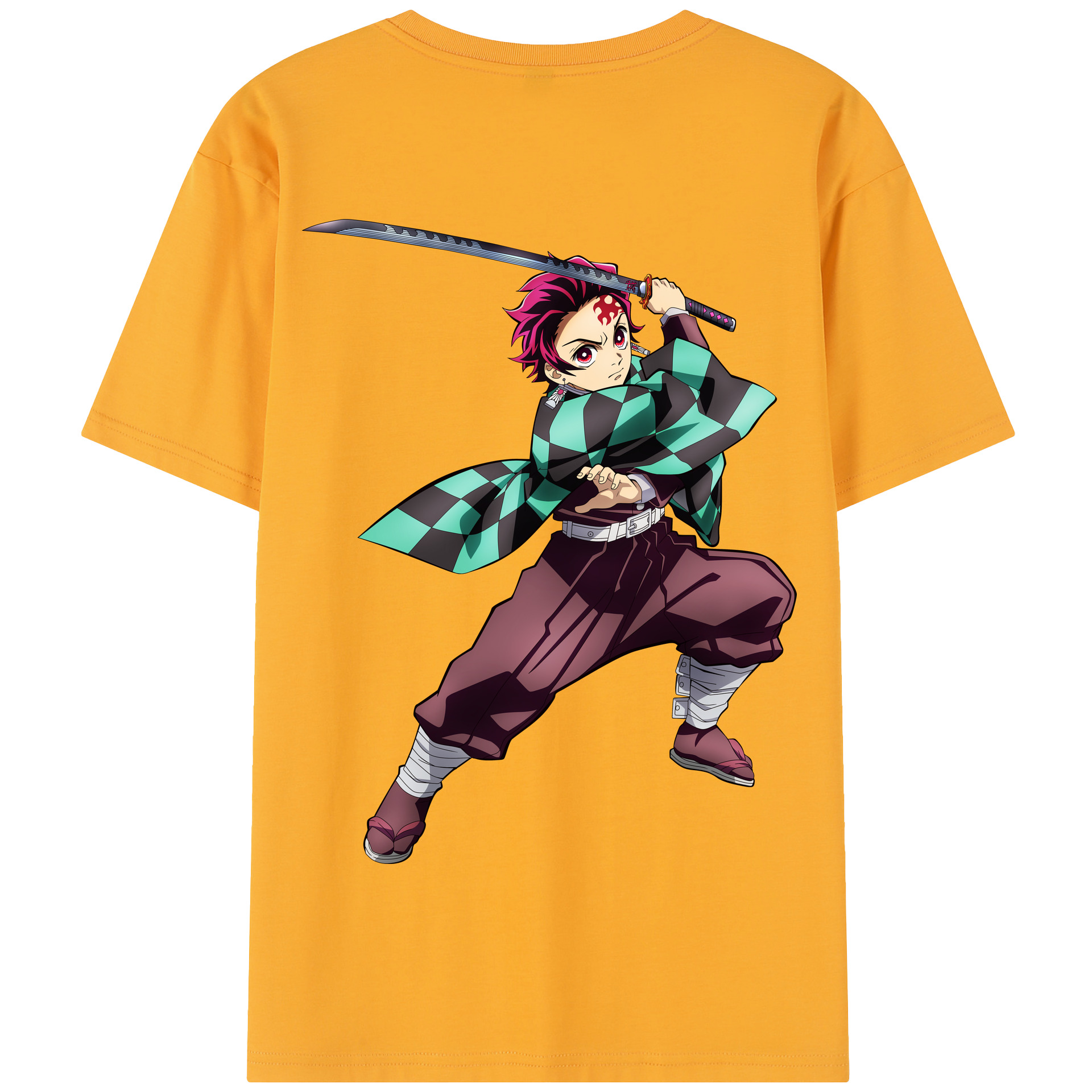 （画像用） 鬼滅の刃 竈門 炭治郎／かまど たんじろう Kamado Tanjirou 綿100％半袖Tシャツ（背面プリント）