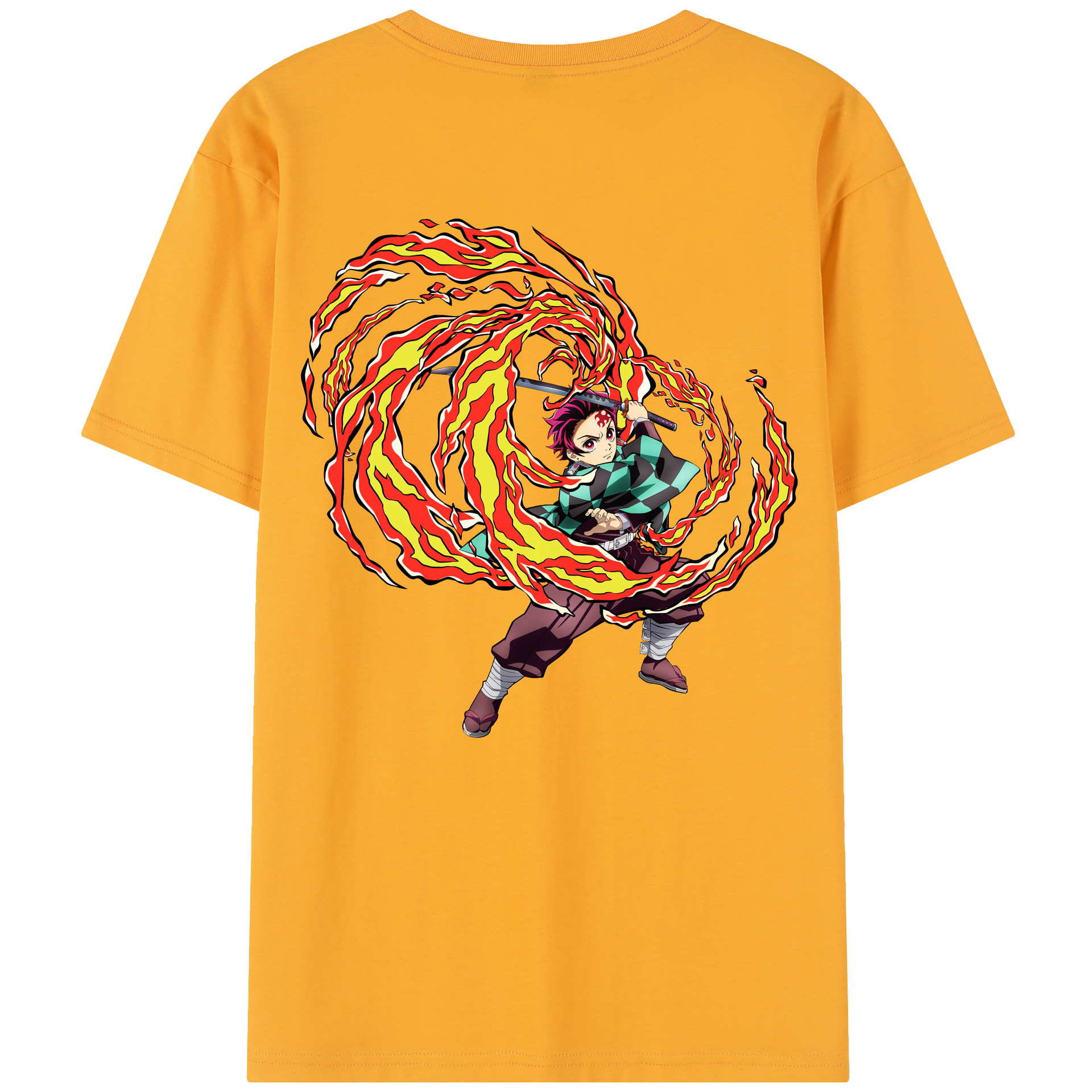 （画像用） 鬼滅の刃 竈門 炭治郎／かまど たんじろう Kamado Tanjirou 綿100％半袖Tシャツ（背面プリント）