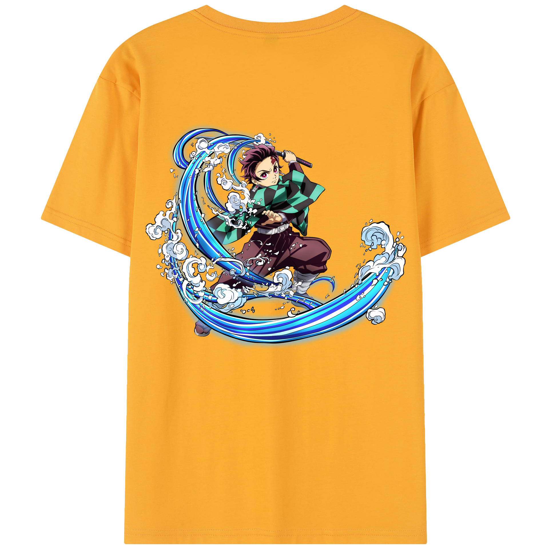 （画像用） 鬼滅の刃 竈門 炭治郎／かまど たんじろう Kamado Tanjirou 綿100％半袖Tシャツ（背面プリント）