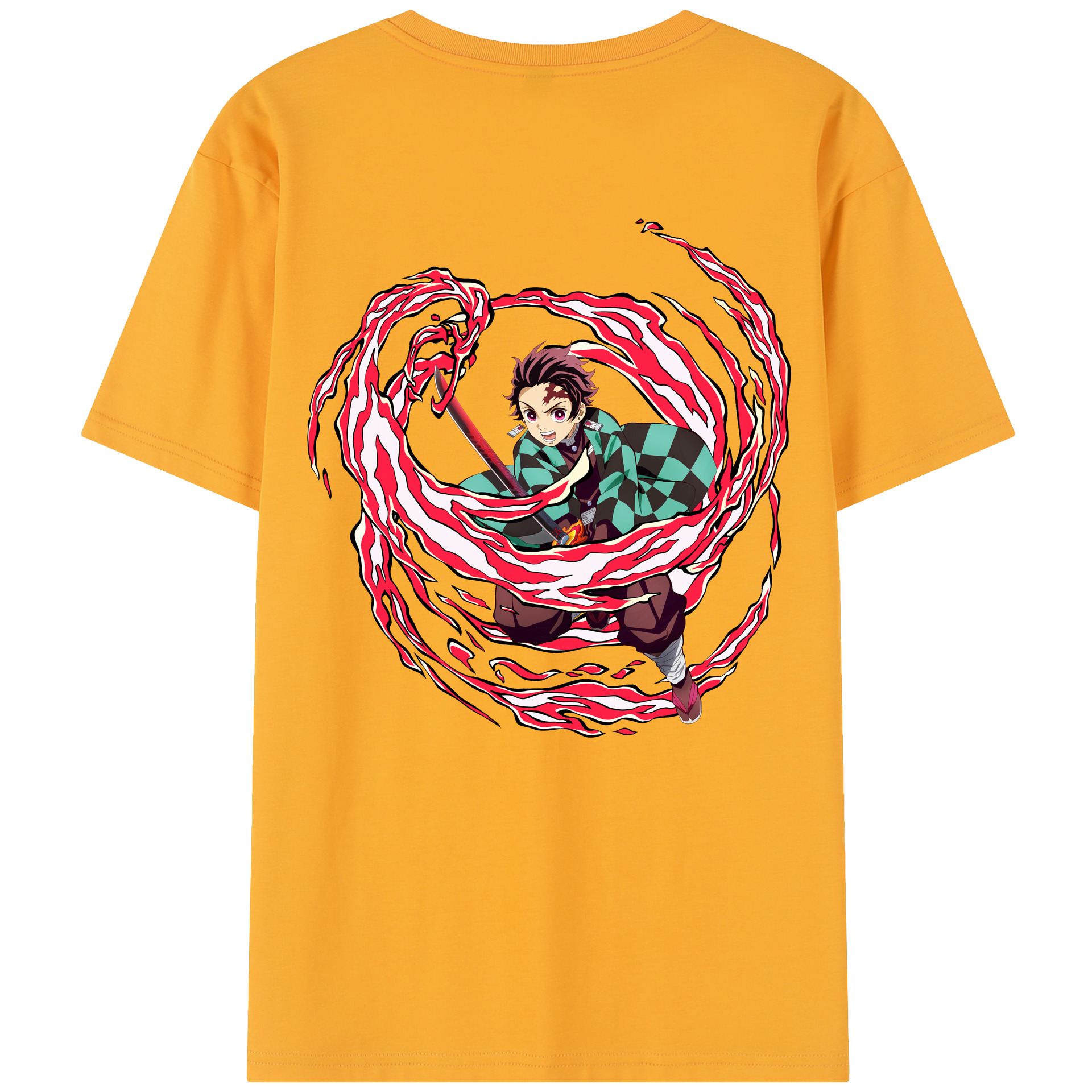 （画像用） 鬼滅の刃 竈門 炭治郎／かまど たんじろう Kamado Tanjirou 綿100％半袖Tシャツ（背面プリント）